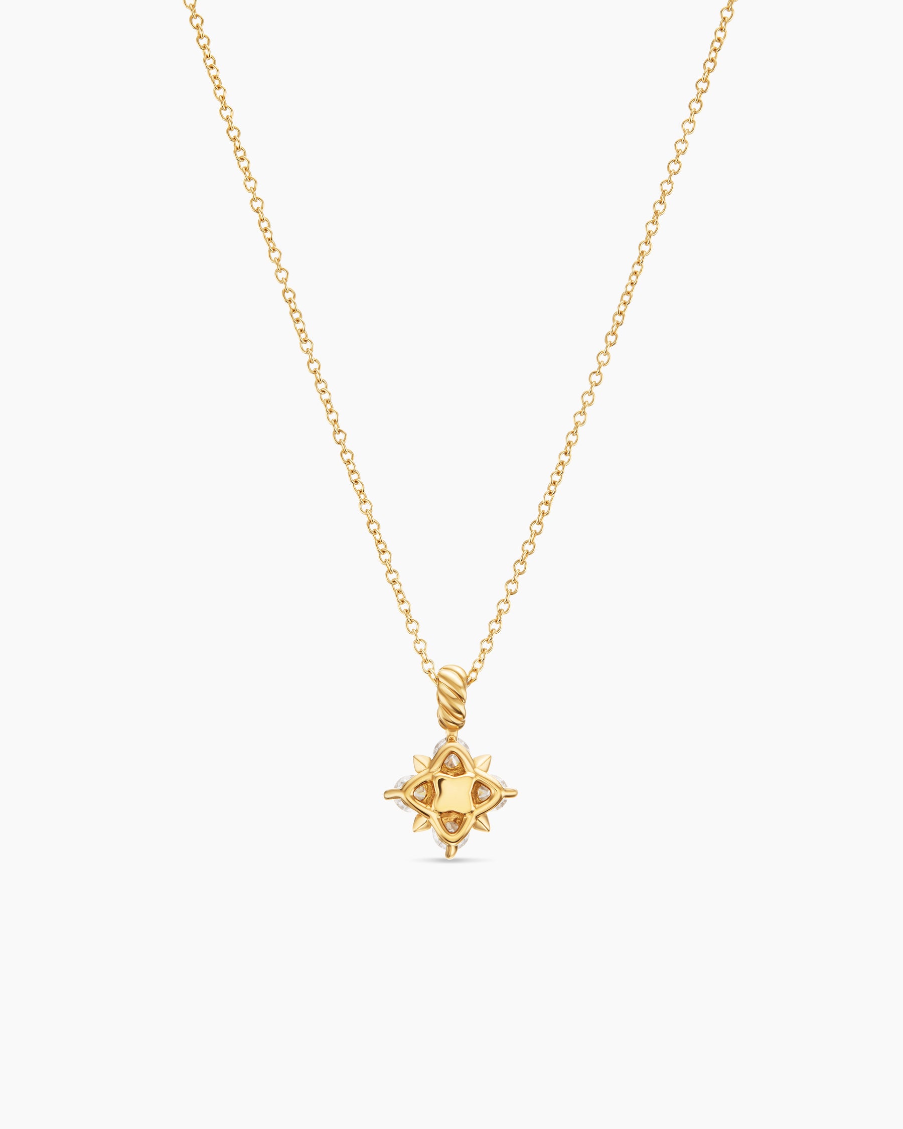 Petite Modern Renaissance Pyramid Pendant Necklace in 18K Yellow Gold with Diamonds, 10.9mm - Image 4