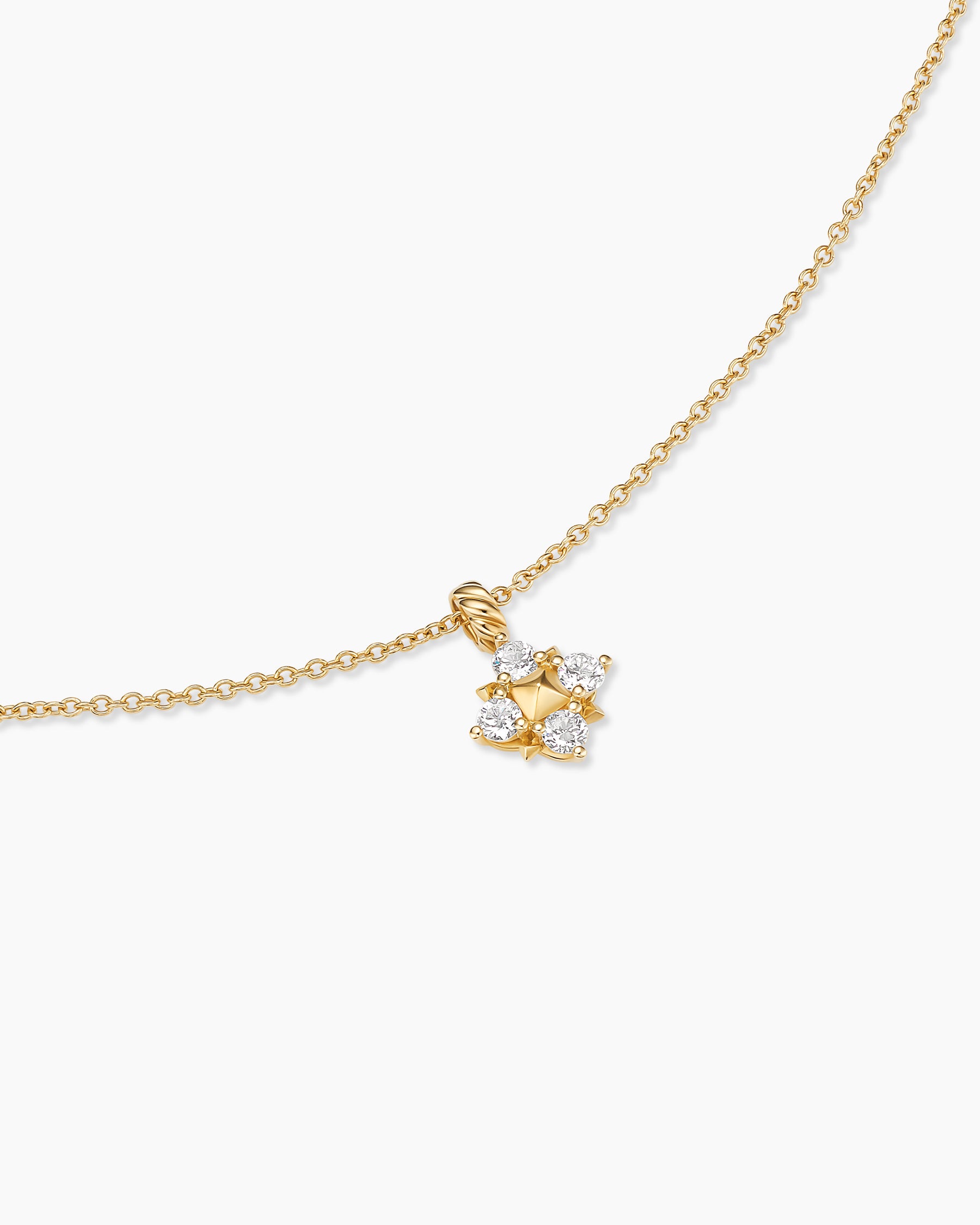 Petite Modern Renaissance Pyramid Pendant Necklace in 18K Yellow Gold with Diamonds, 10.9mm - Image 5