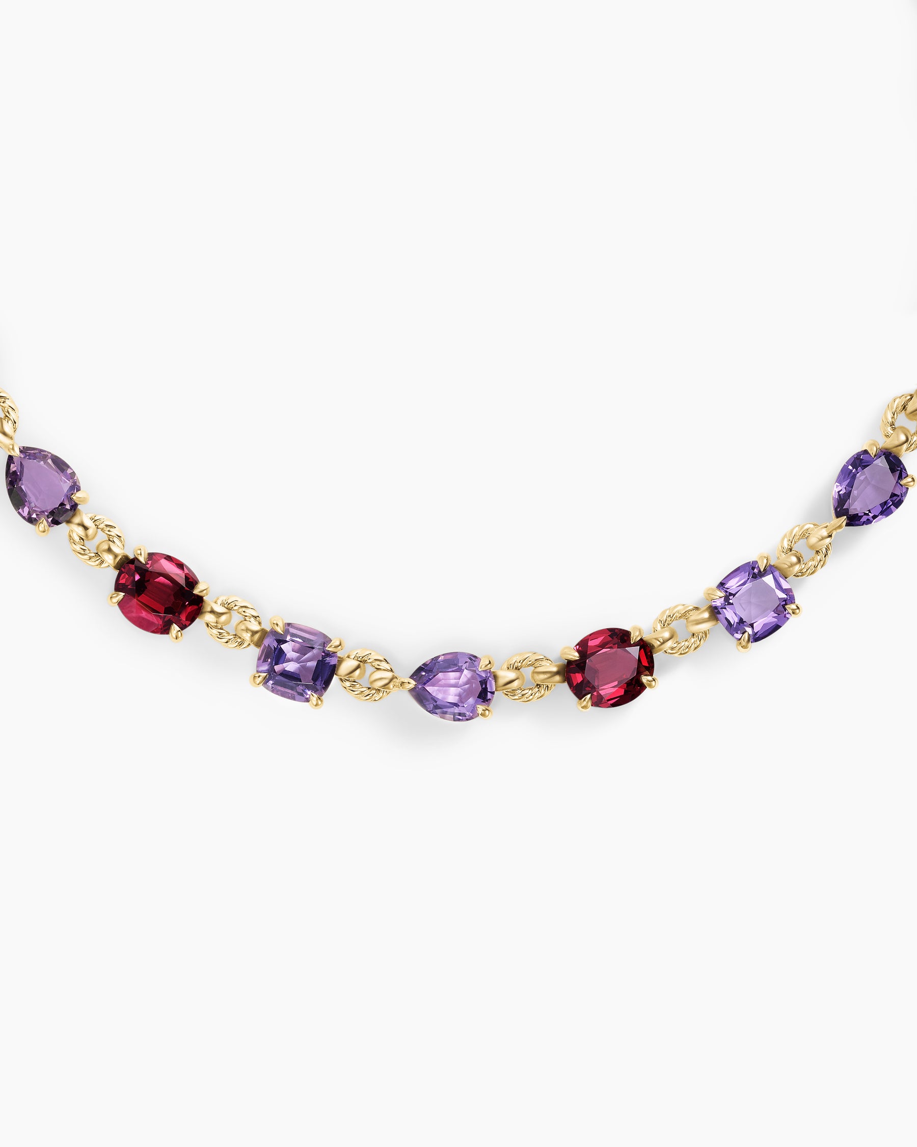 Marbella Toggle Necklace in 18K Yellow Gold with Amethyst and Rhodolite Garnet - Image 4