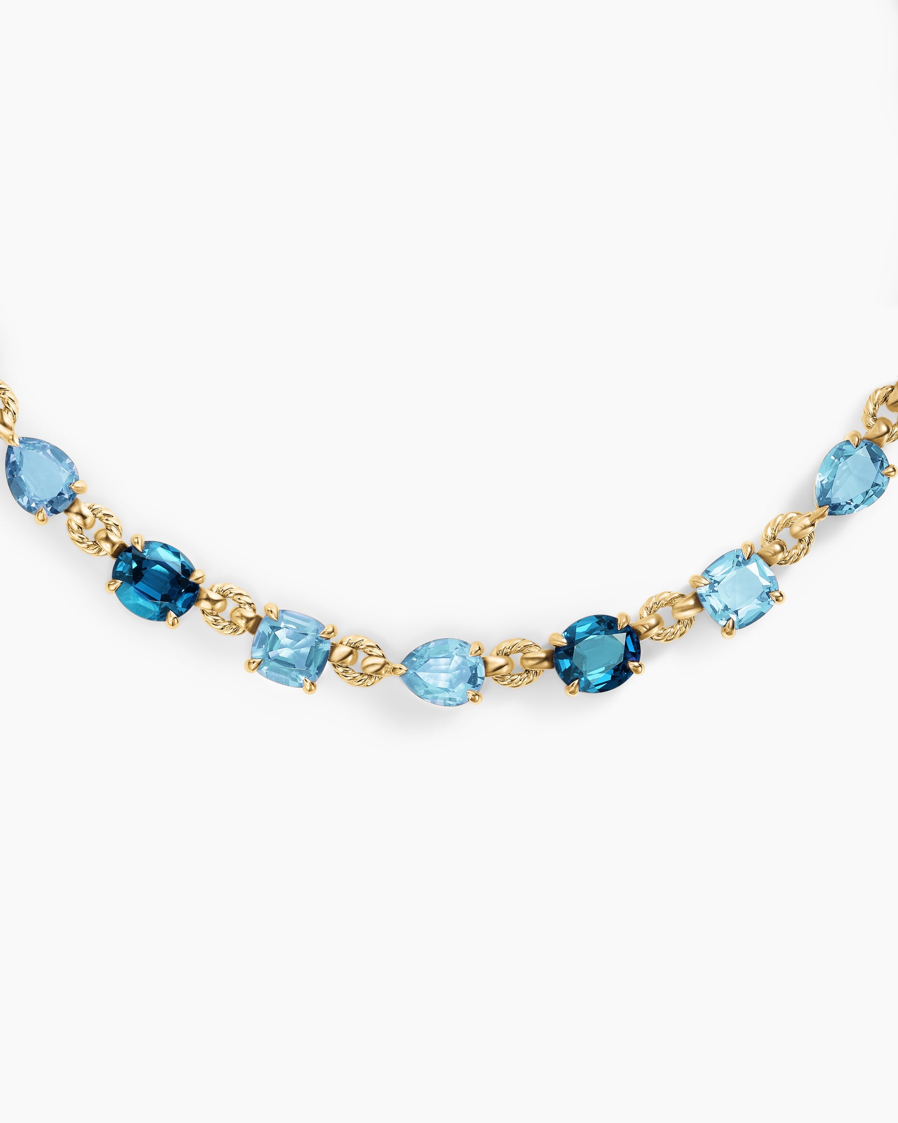 Marbella Toggle Necklace in 18K Yellow Gold with Blue Topaz and Hampton Blue Topaz - Image 4