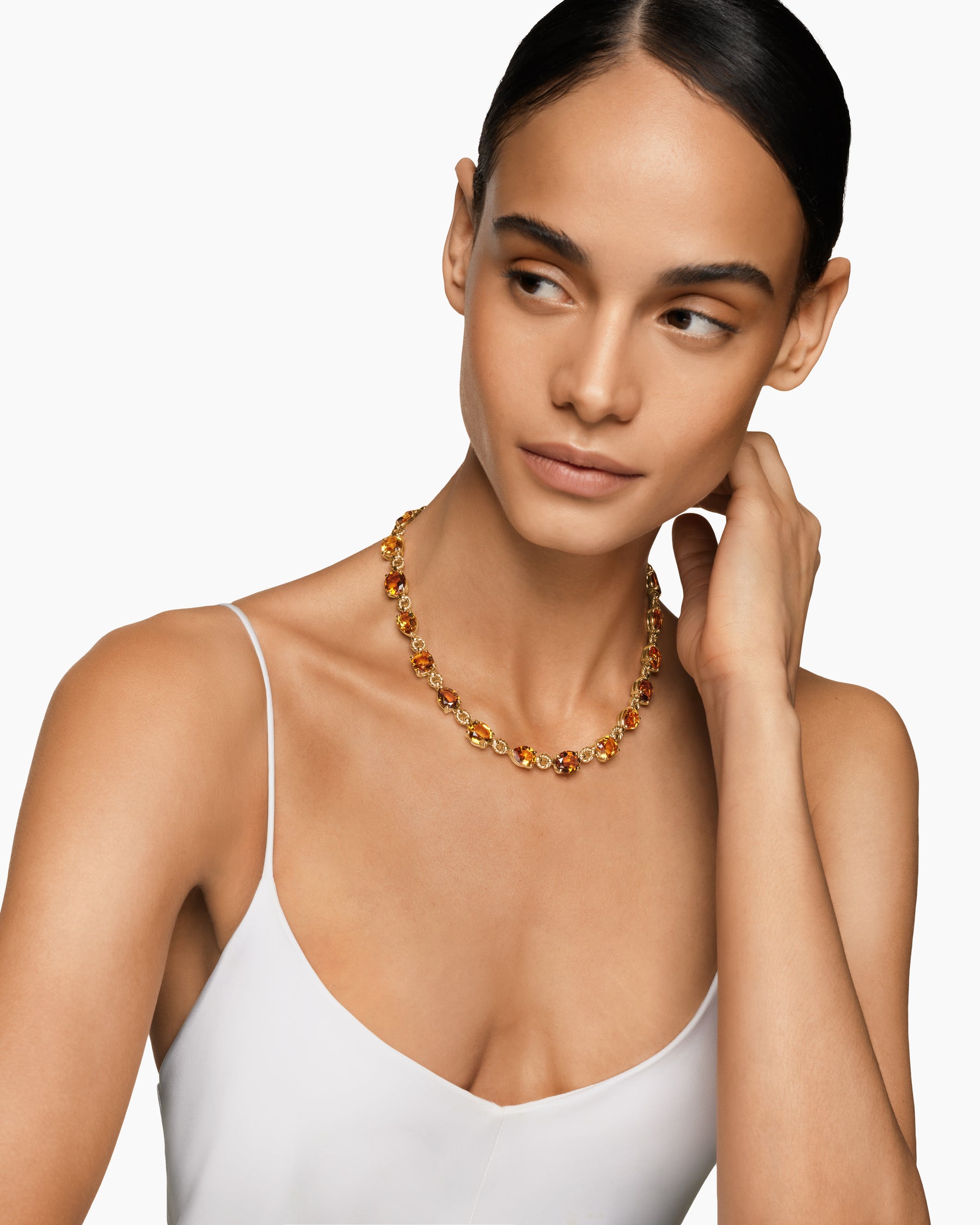 Alternative view of Marbella Toggle Necklace in 18K Yellow Gold with Citrine and Madeira Citrine