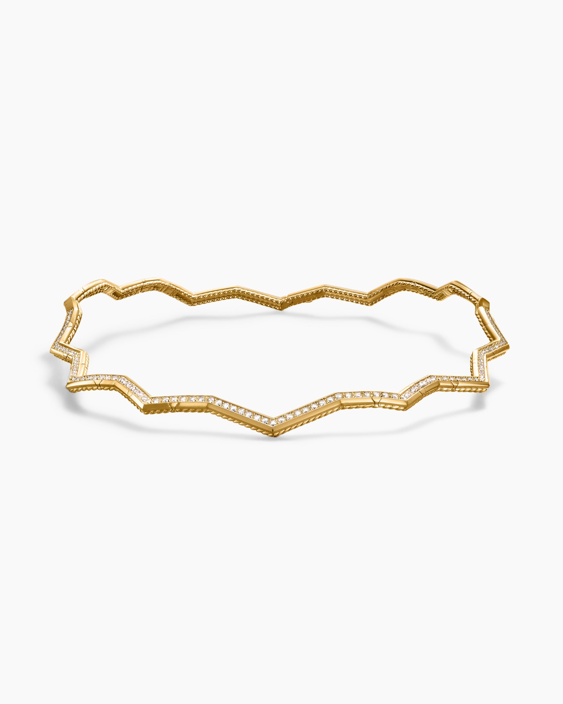 Zig Zag Stax Necklace in 18K Yellow Gold with Diamonds, 5mm - Image 3