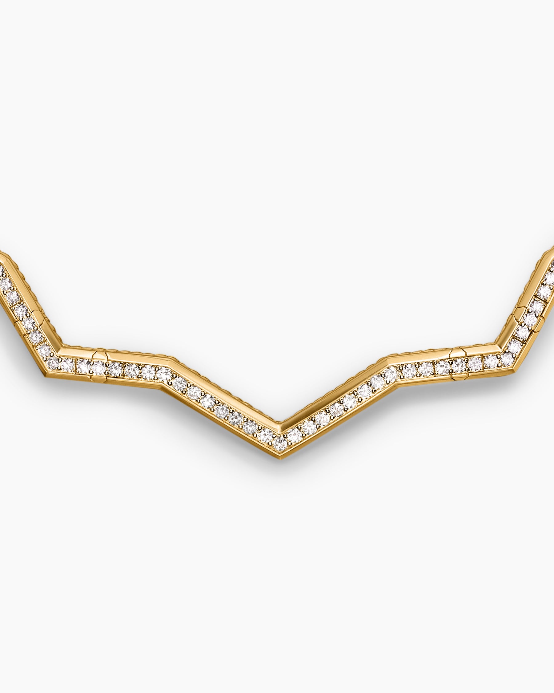 Zig Zag Stax Necklace in 18K Yellow Gold with Diamonds, 5mm - Image 4
