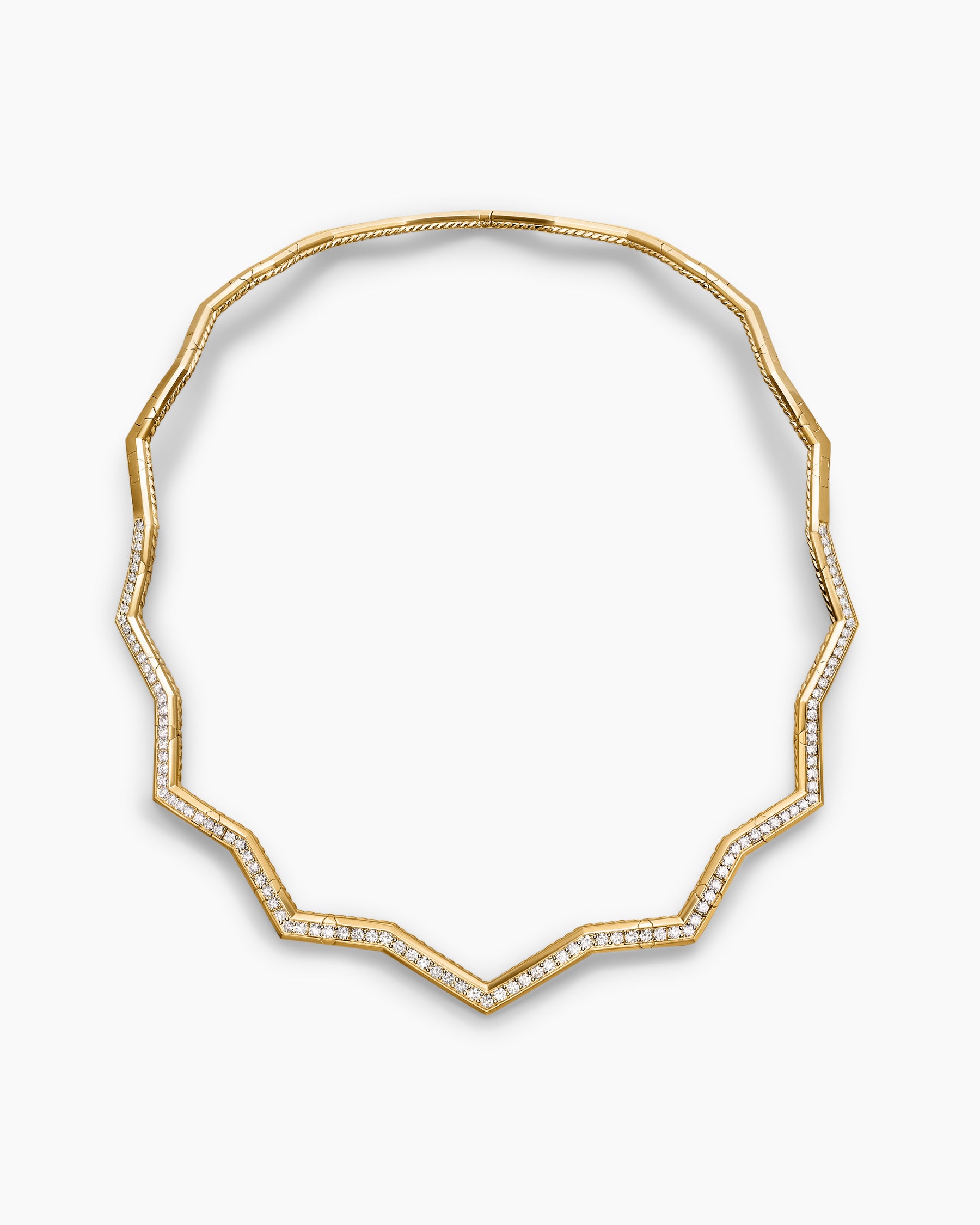 Zig Zag Stax Necklace in 18K Yellow Gold with Diamonds, 5mm