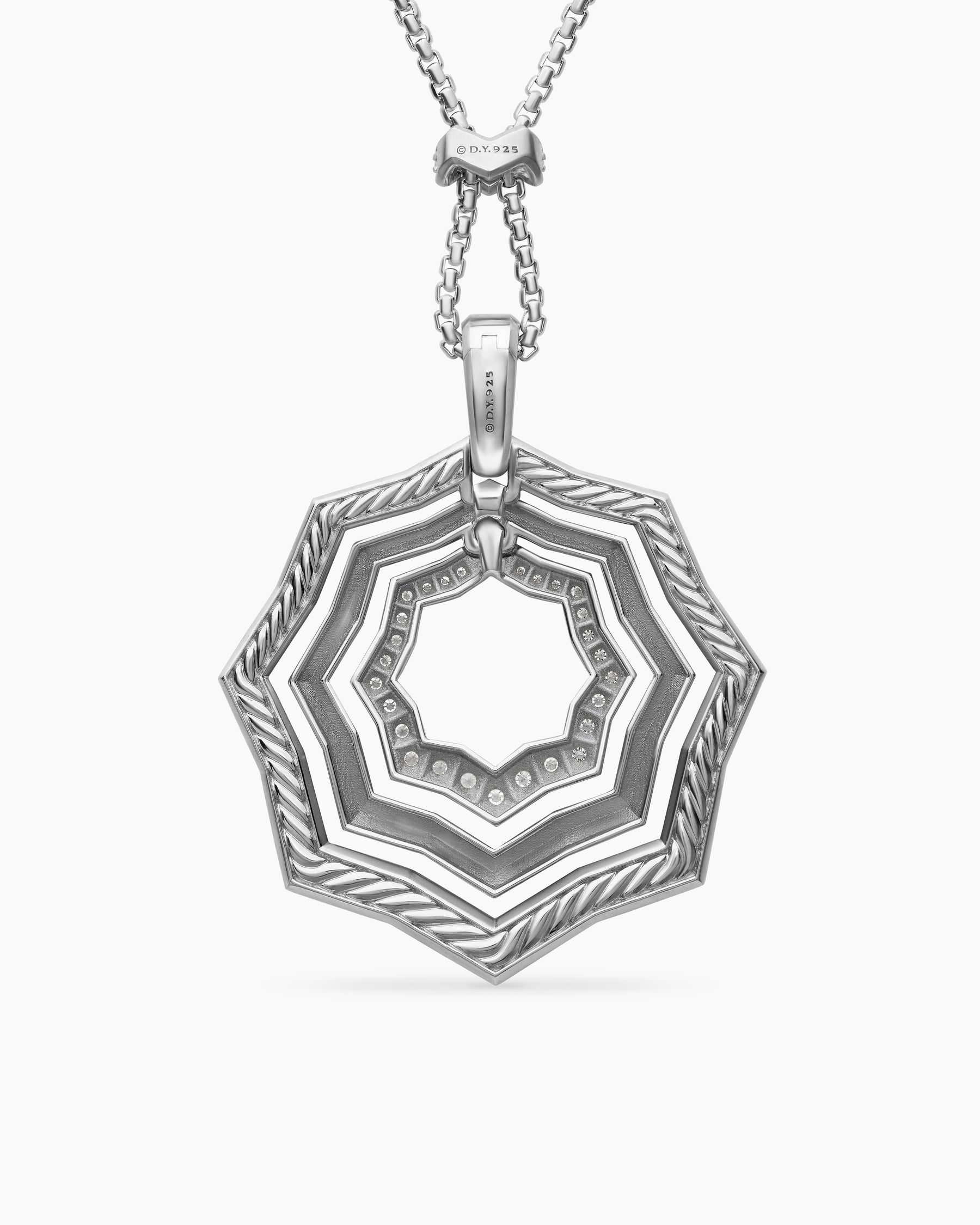 Zig Zag Stax Pendant Necklace in Sterling Silver with Diamonds, 38mm - Image 4