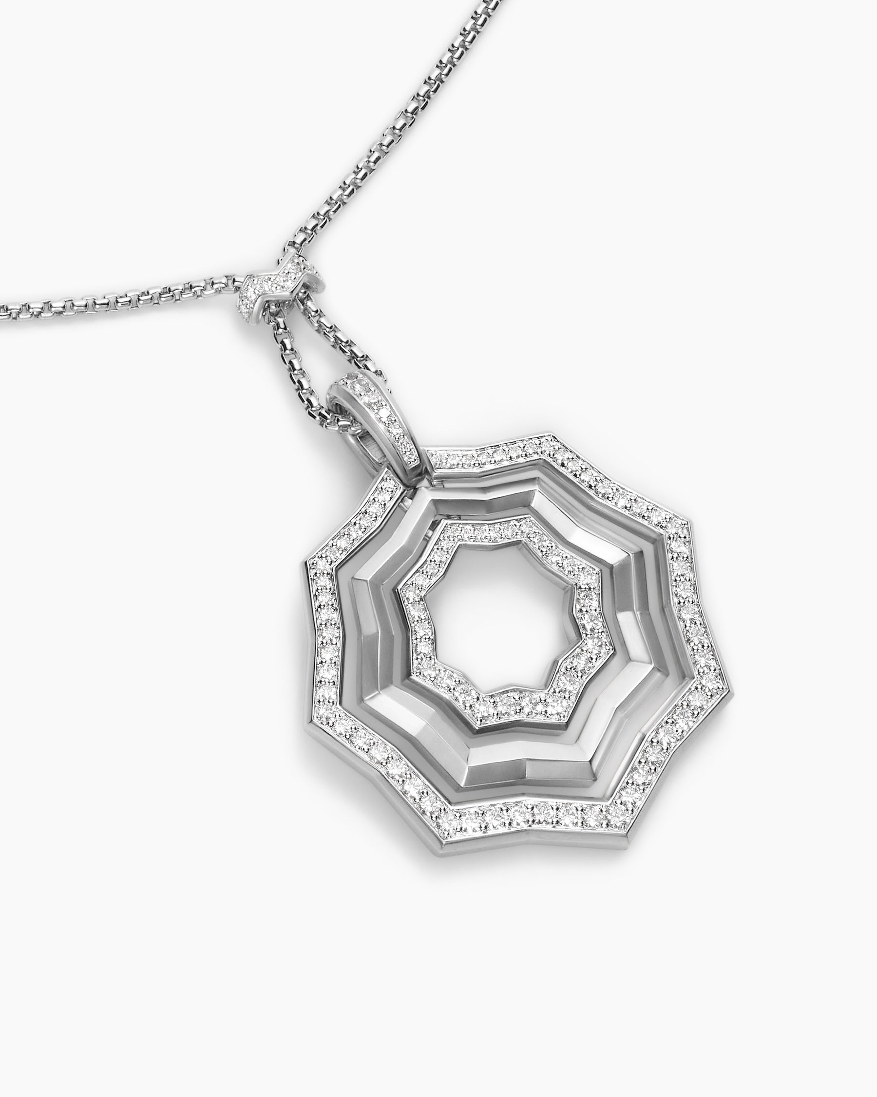 Zig Zag Stax Pendant Necklace in Sterling Silver with Diamonds, 38mm - Image 5
