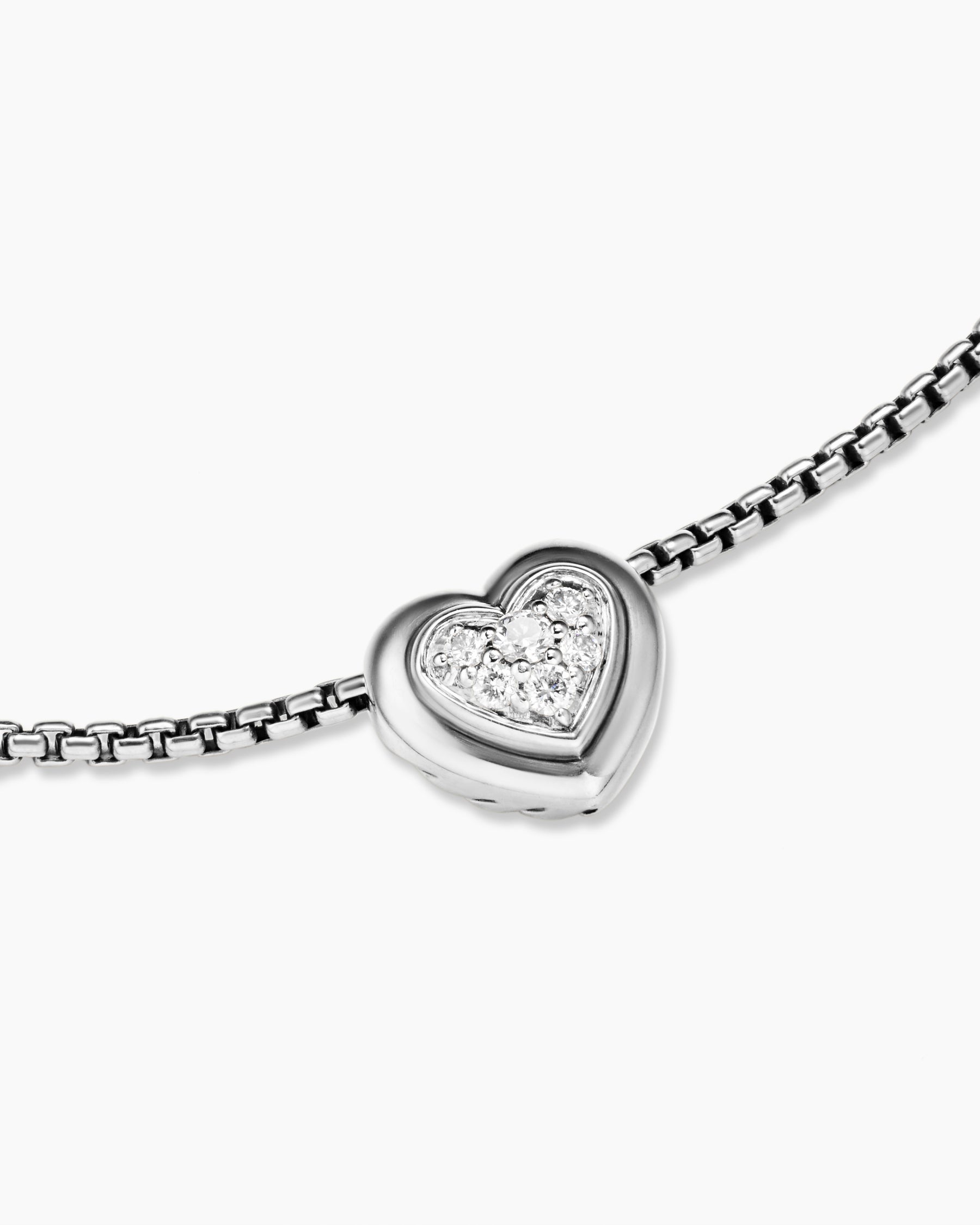 Puffy Heart Pendant Necklace in Sterling Silver with Diamonds, 7.8mm - Image 5