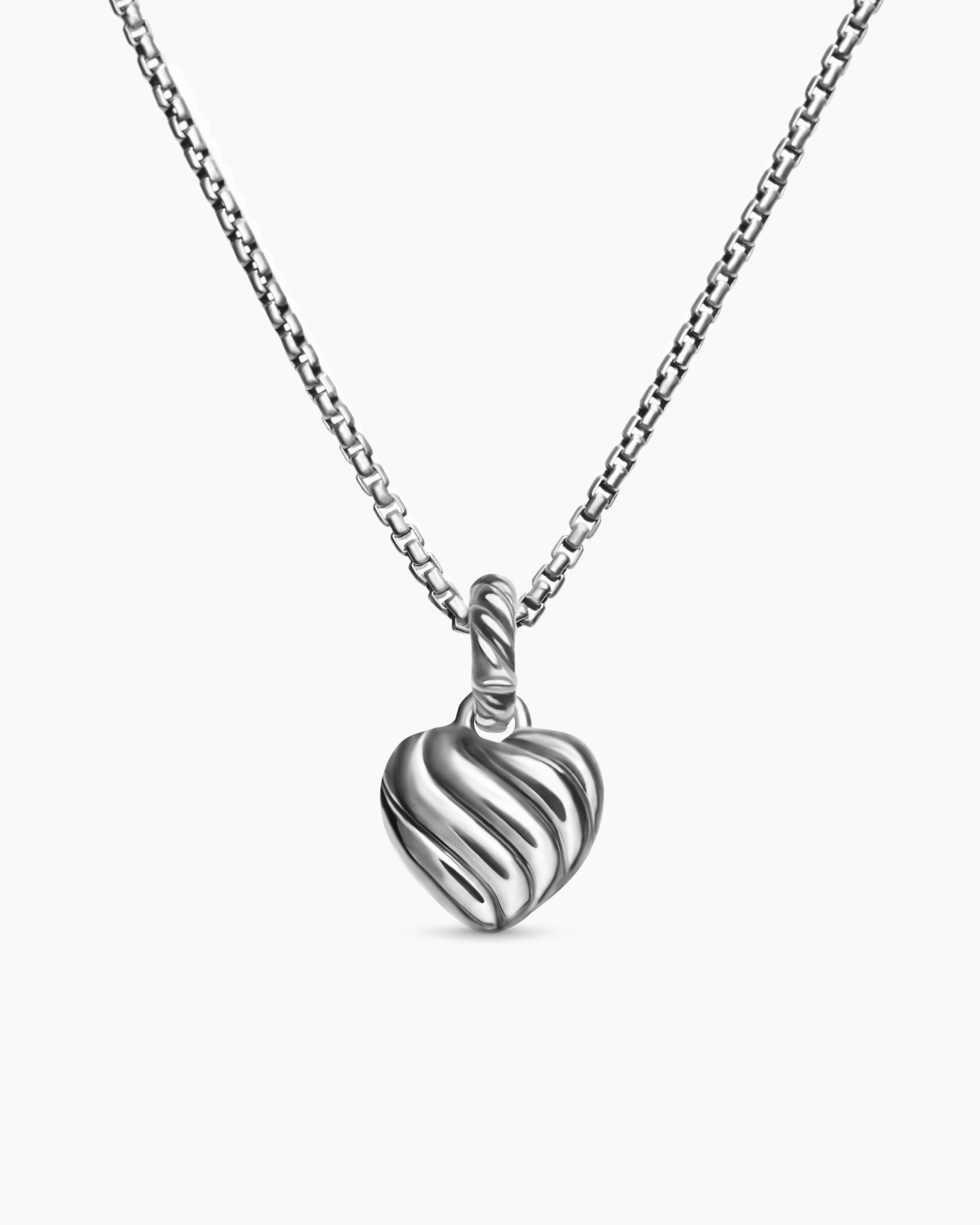 Petite Cable Heart Pendant Necklace in Sterling Silver with 14K Yellow Gold and Rhodolite Garnet, 17.1mm - Image 4