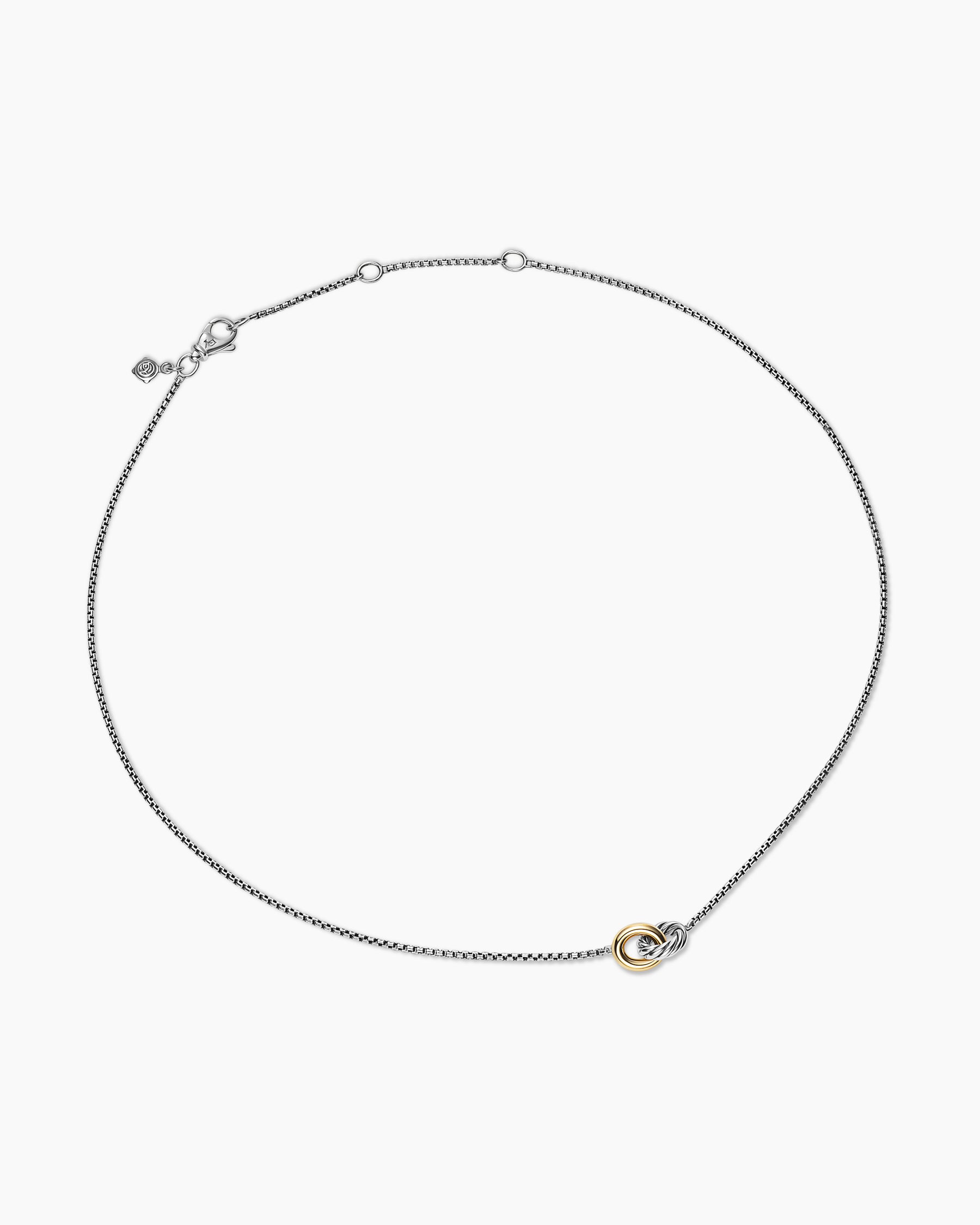 Petite Cable Linked Necklace in Sterling Silver with 14K Yellow Gold, 15mm - Image 3
