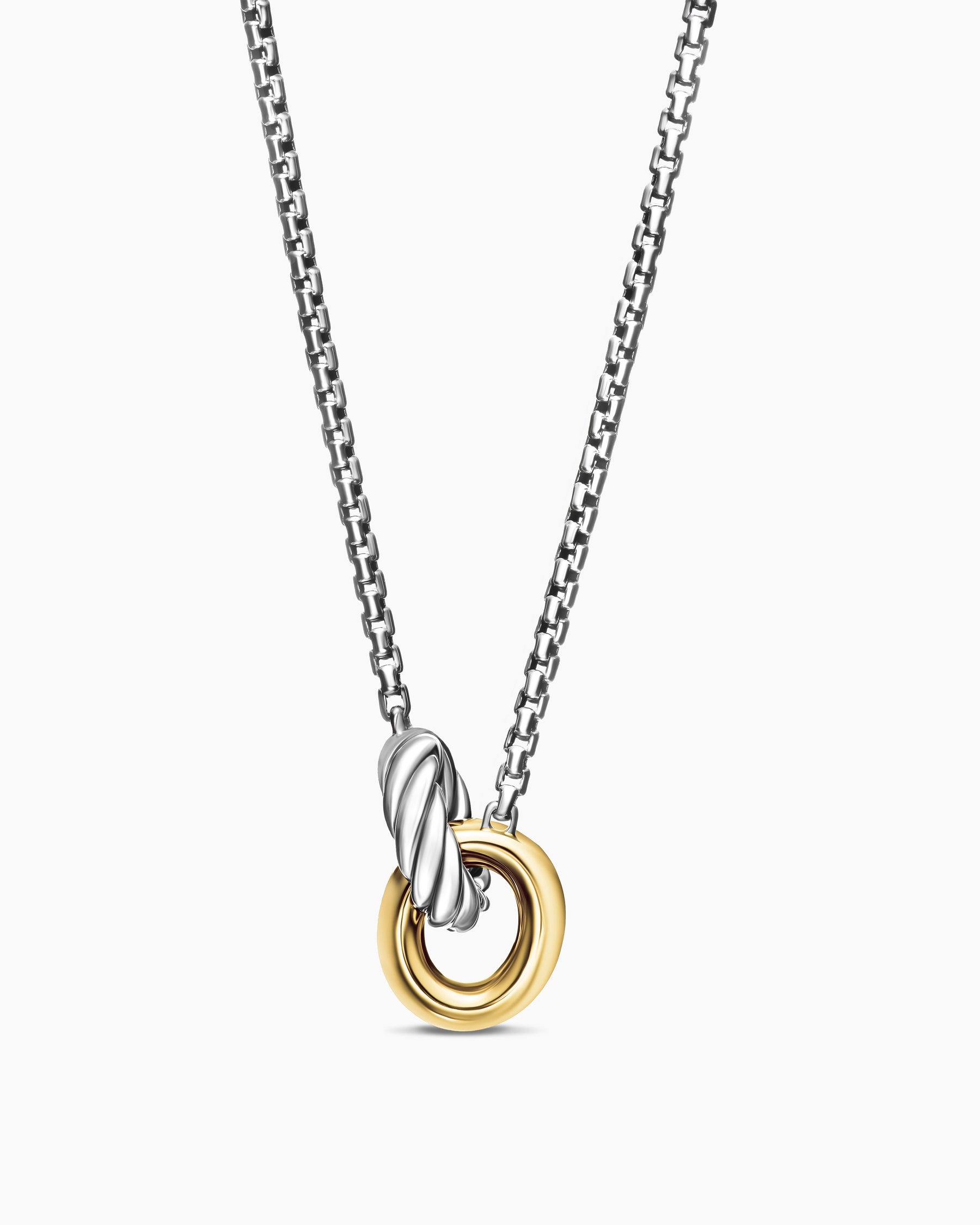 Petite Cable Linked Necklace in Sterling Silver with 14K Yellow Gold, 15mm - Image 4