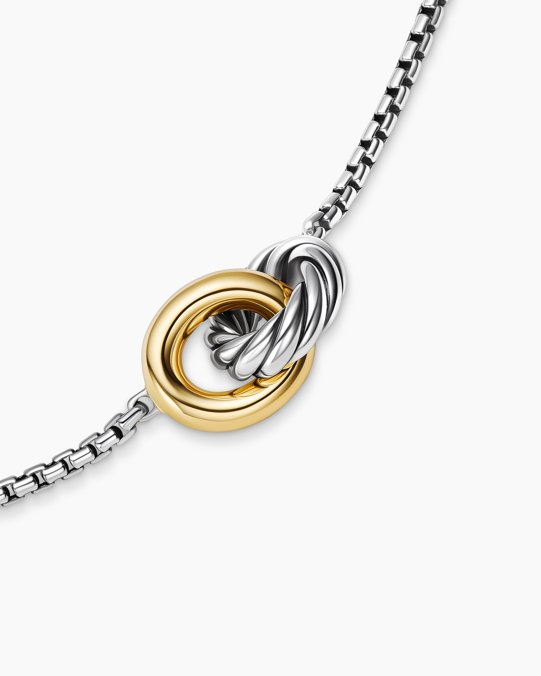 Petite Cable Linked Necklace in Sterling Silver with 14K Yellow Gold, 15mm - Image 5