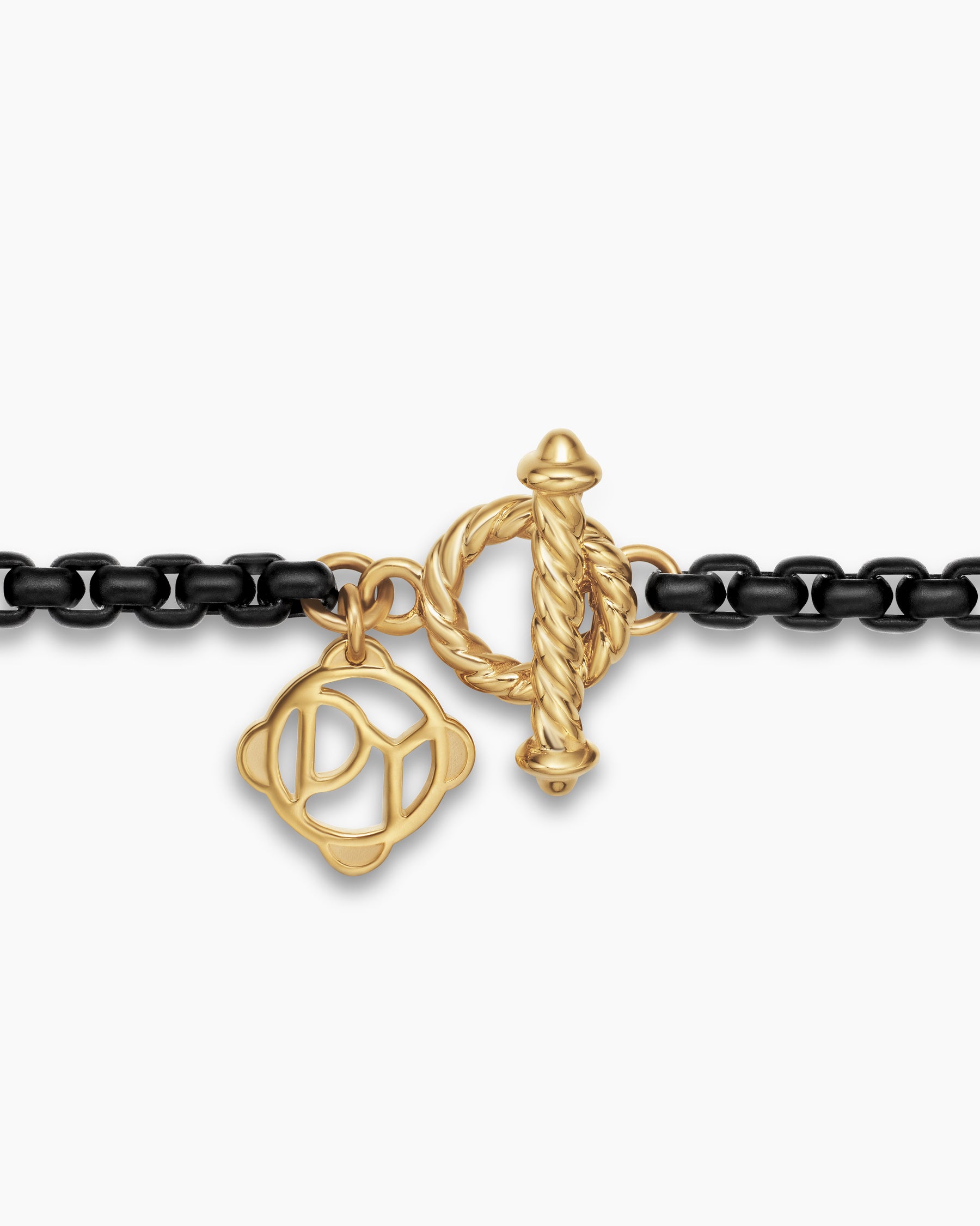 DY Bel Aire Color Box Chain Necklace in Black Acrylic with 14K Yellow Gold, 2.7mm - Image 5