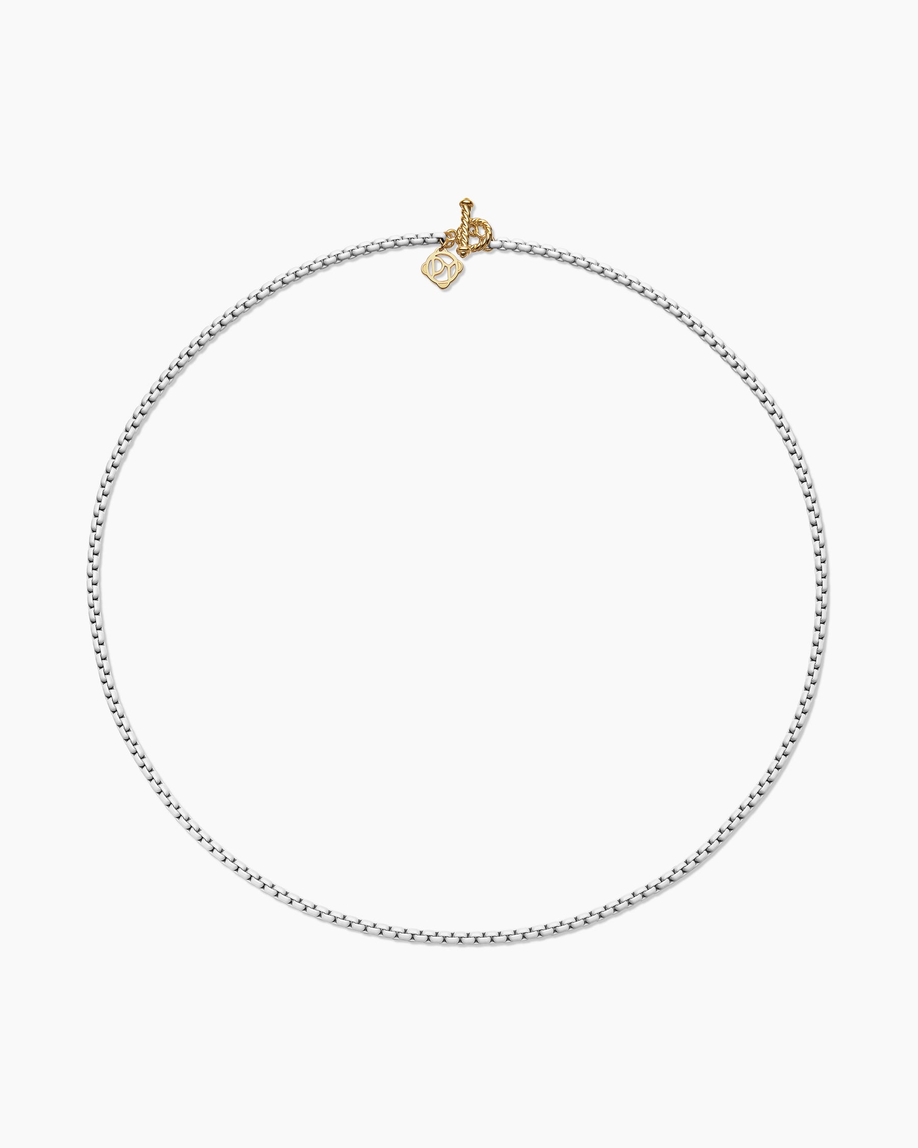 DY Bel Aire Color Box Chain Necklace in White Acrylic with 14K Yellow Gold, 2.7mm - Image 4