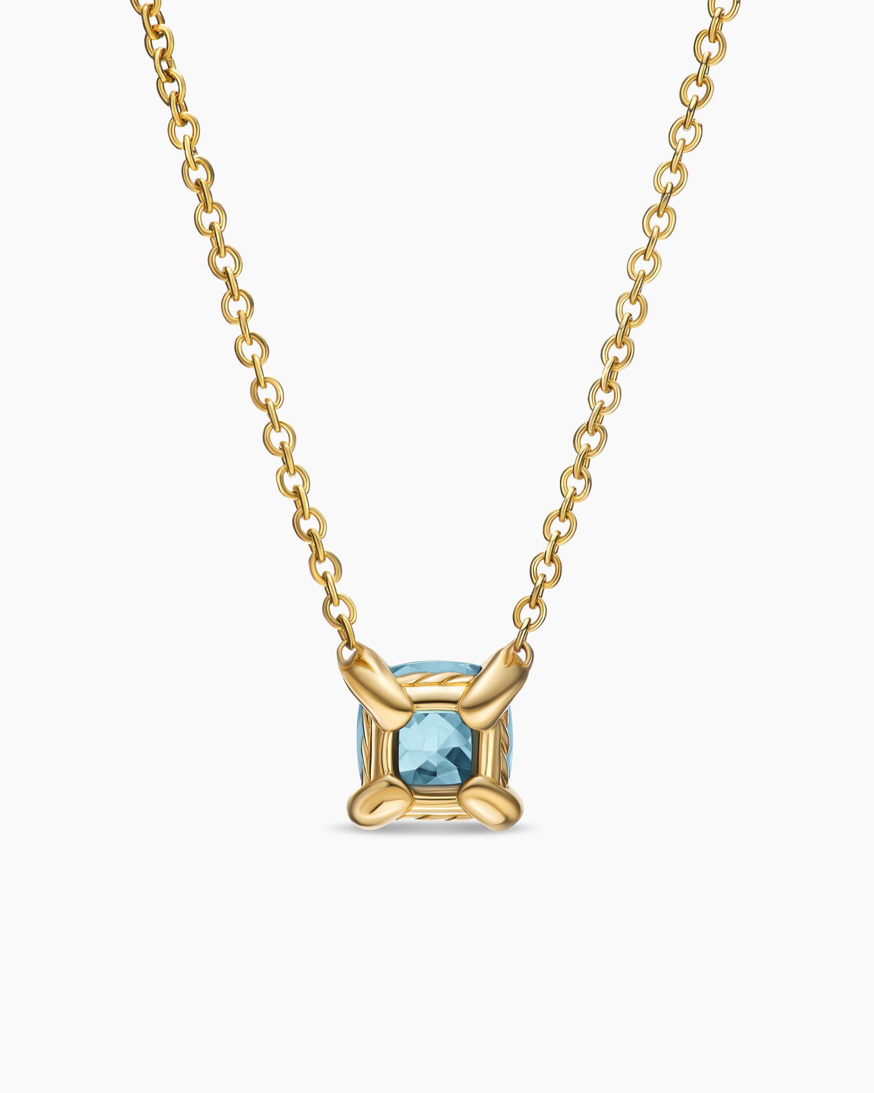 Micro Chatelaine Pendant Necklace in 18K Yellow Gold with Aquamarine, 5mm - Image 4