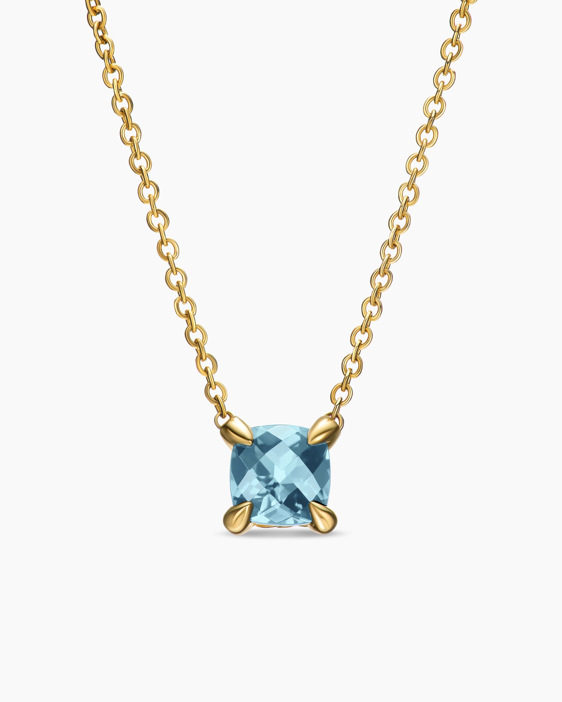 Micro Chatelaine Pendant Necklace in 18K Yellow Gold with Aquamarine, 5mm