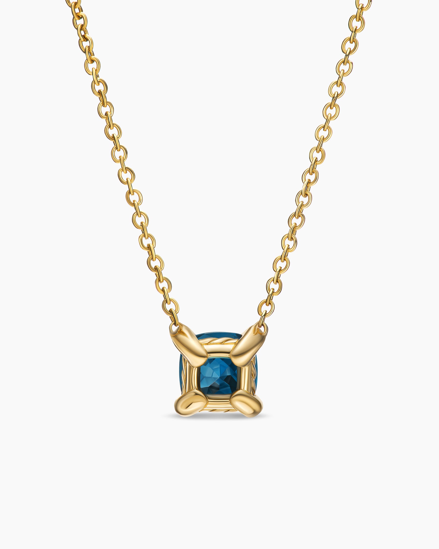 Micro Chatelaine Pendant Necklace in 18K Yellow Gold with Hampton Blue Topaz, 5mm - Image 4