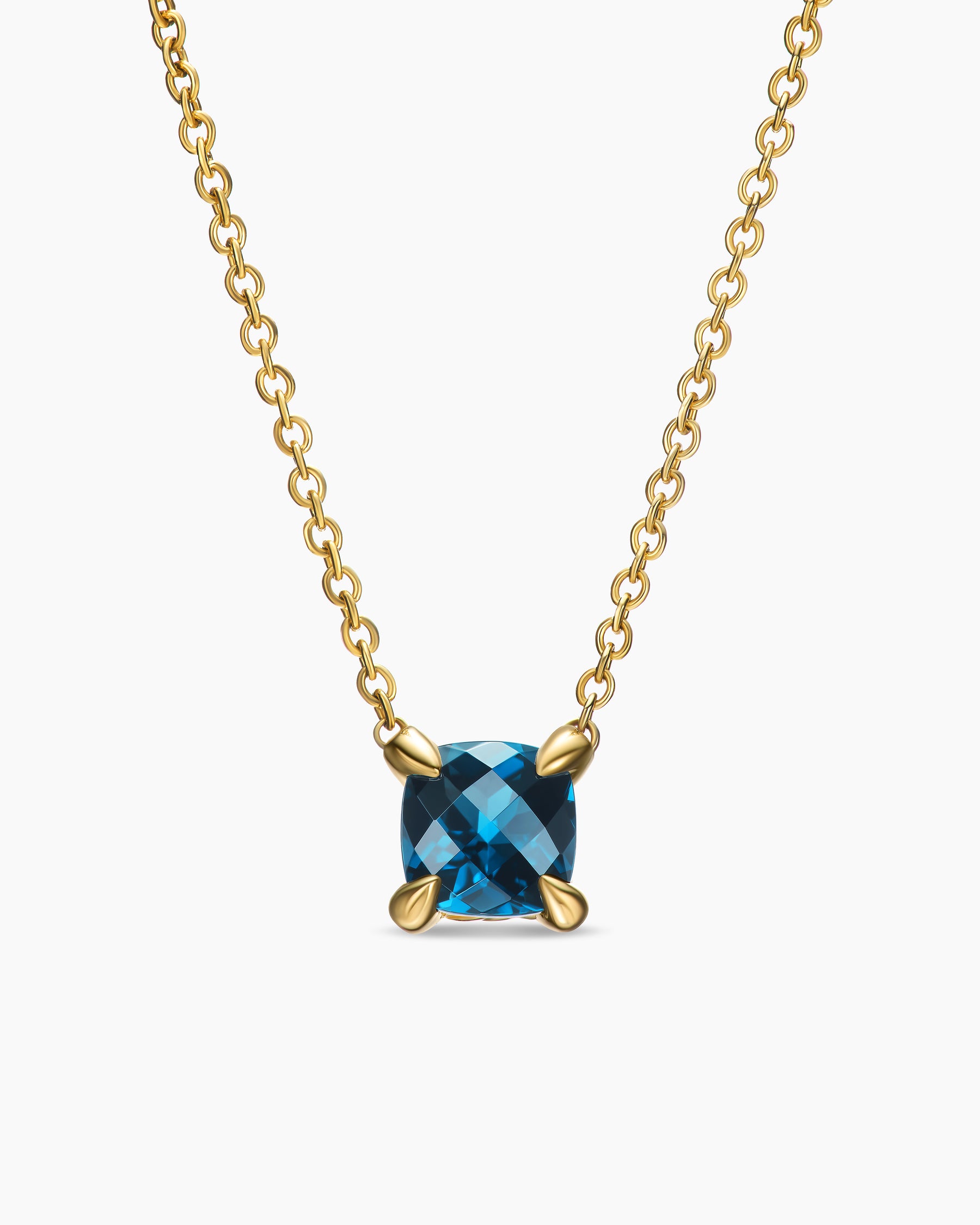 Micro Chatelaine Pendant Necklace in 18K Yellow Gold with Hampton Blue Topaz, 5mm