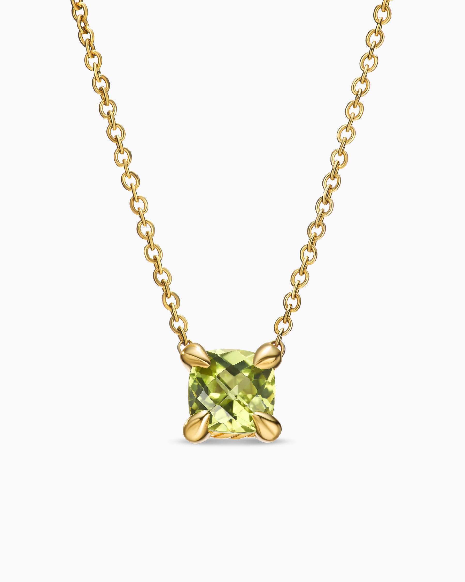 Micro Chatelaine Pendant Necklace in 18K Yellow Gold with Peridot, 5mm
