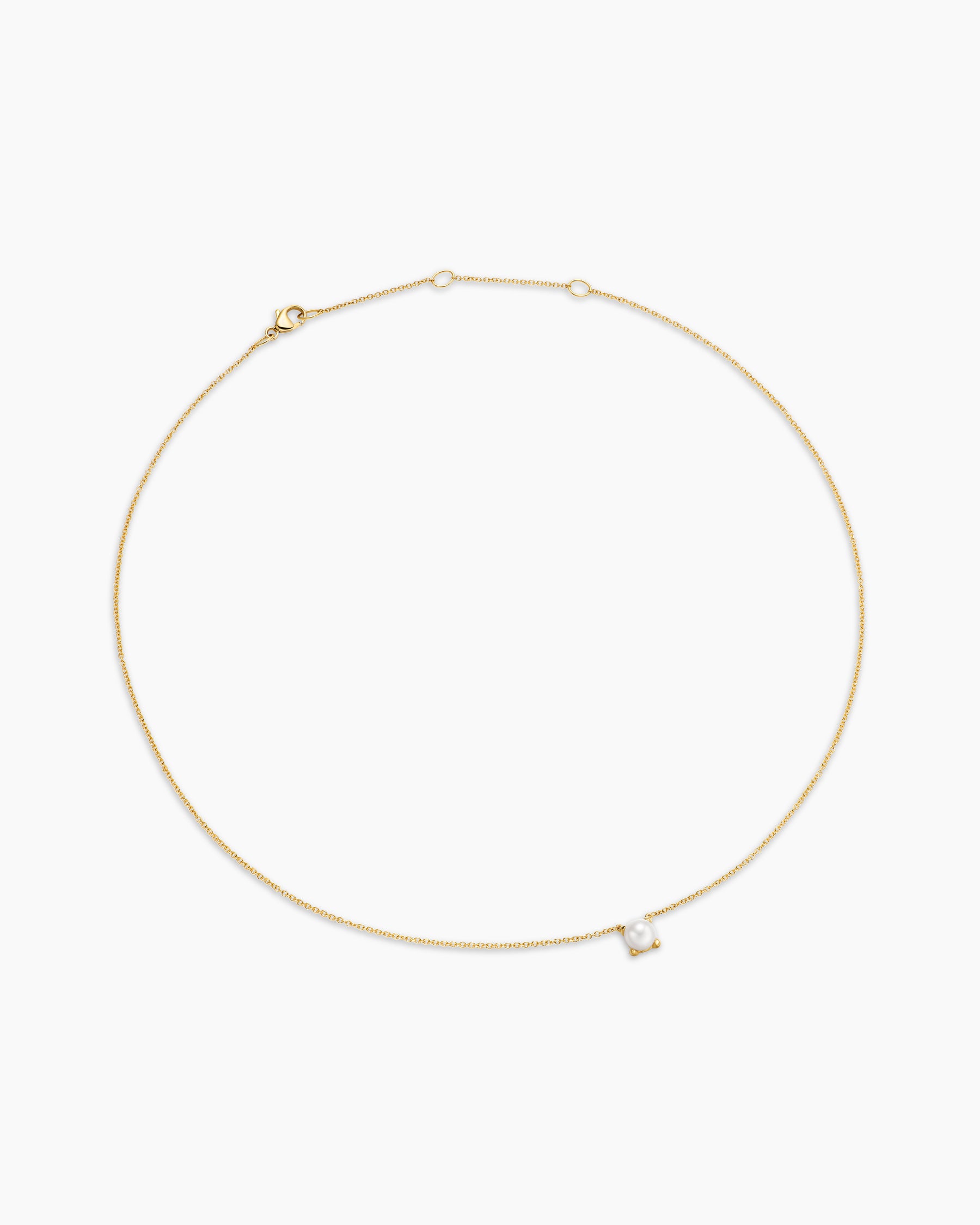 Micro Chatelaine Pendant Necklace in 18K Yellow Gold with Pearl, 5mm - Image 3
