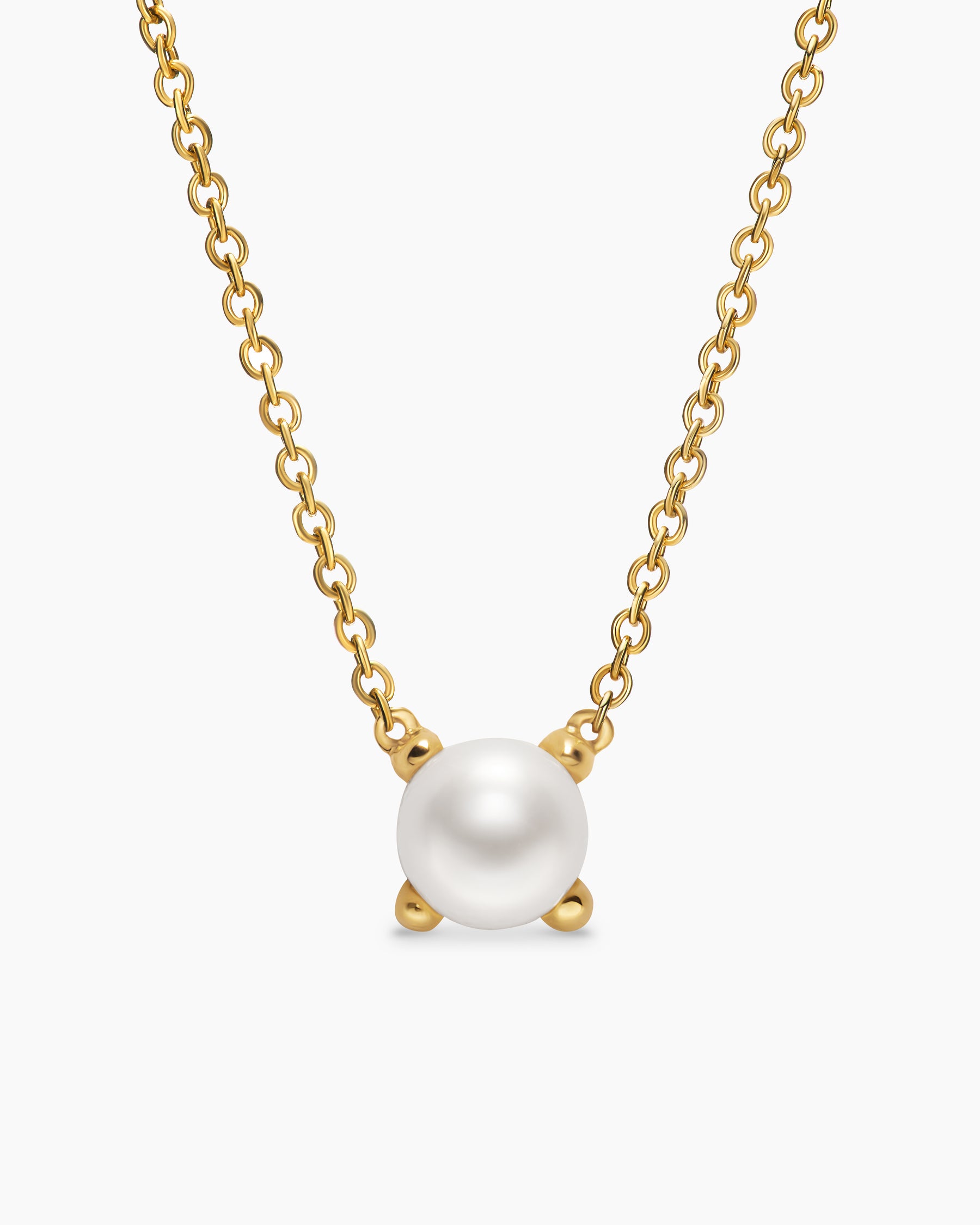 Micro Chatelaine Pendant Necklace in 18K Yellow Gold with Pearl, 5mm