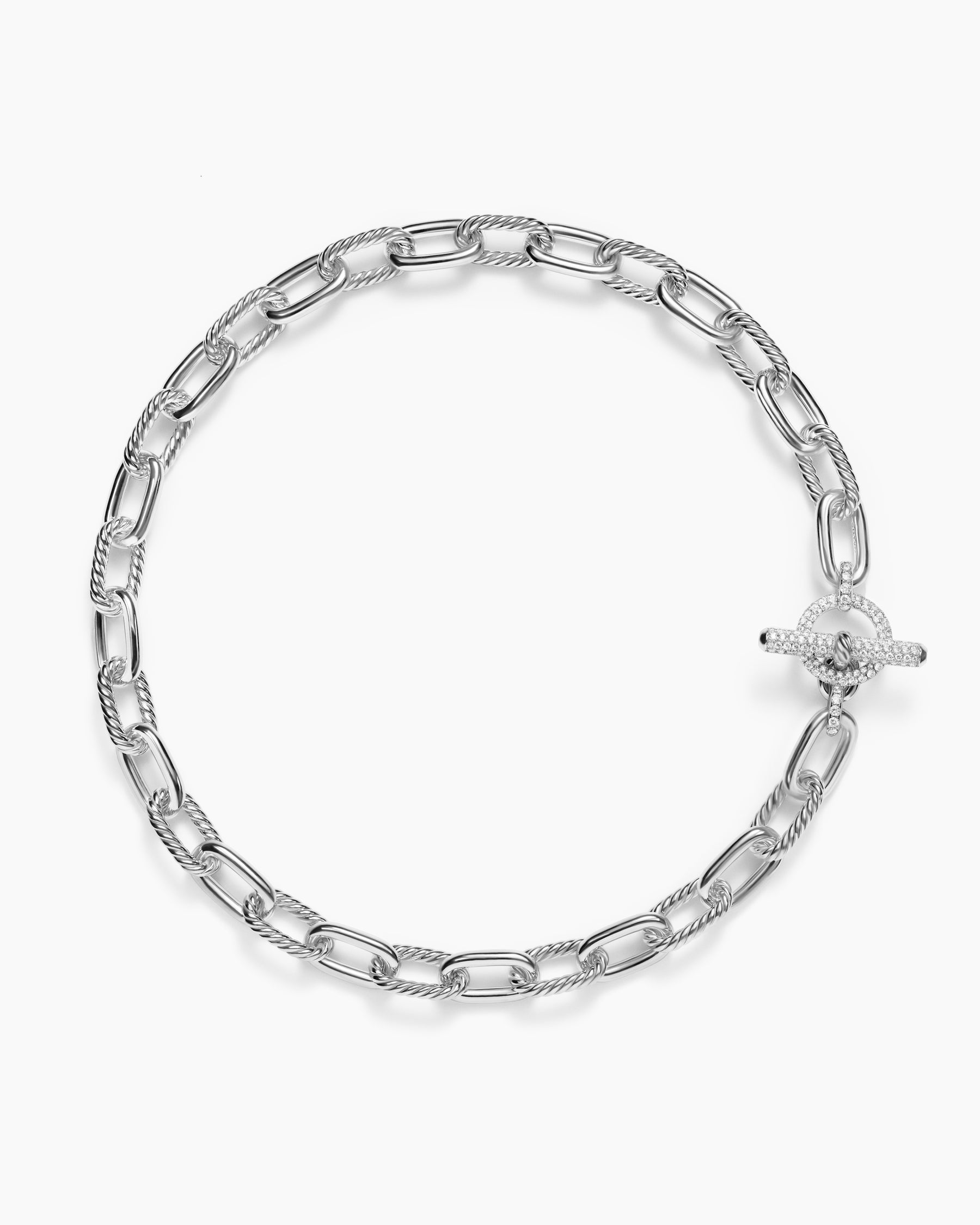 DY Madison Toggle Chain Necklace in Sterling Silver with Diamonds, 11mm