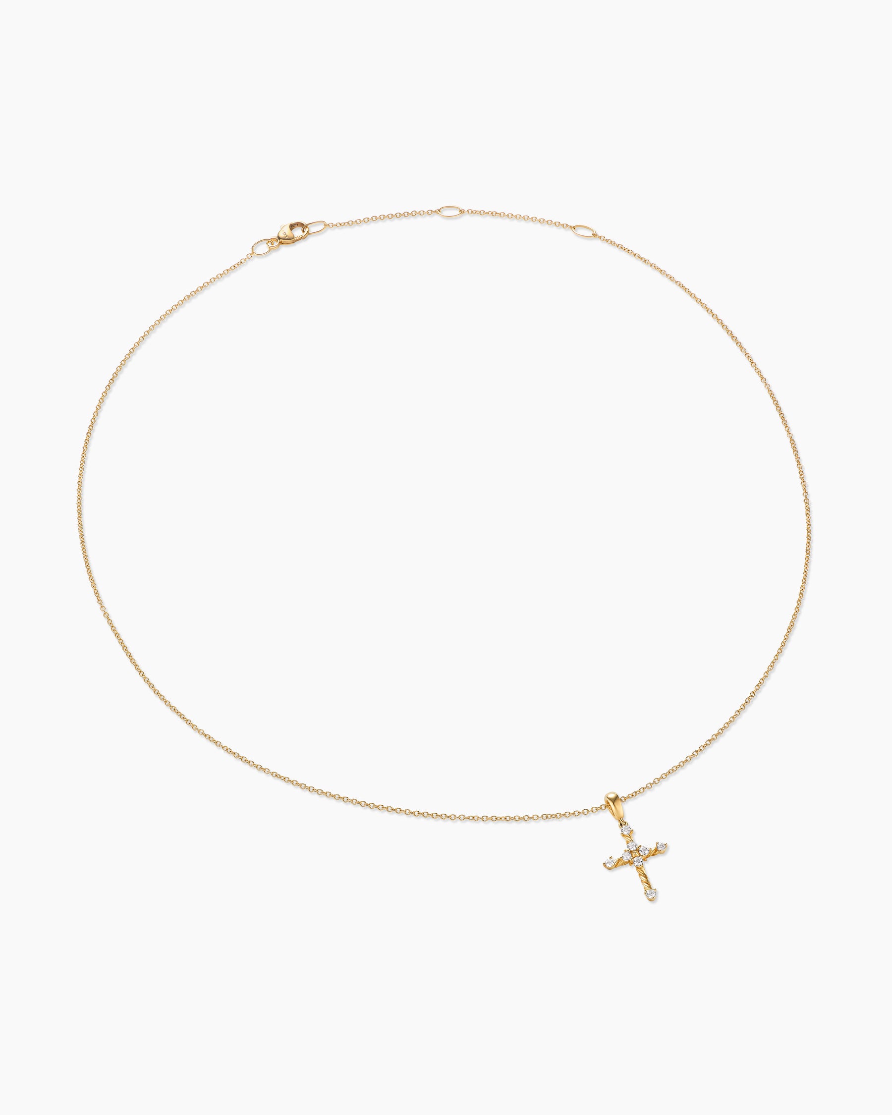 Petite Modern Renaissance Cross Pendant Necklace in 18K Yellow Gold with Diamonds, 15.9mm - Image 3