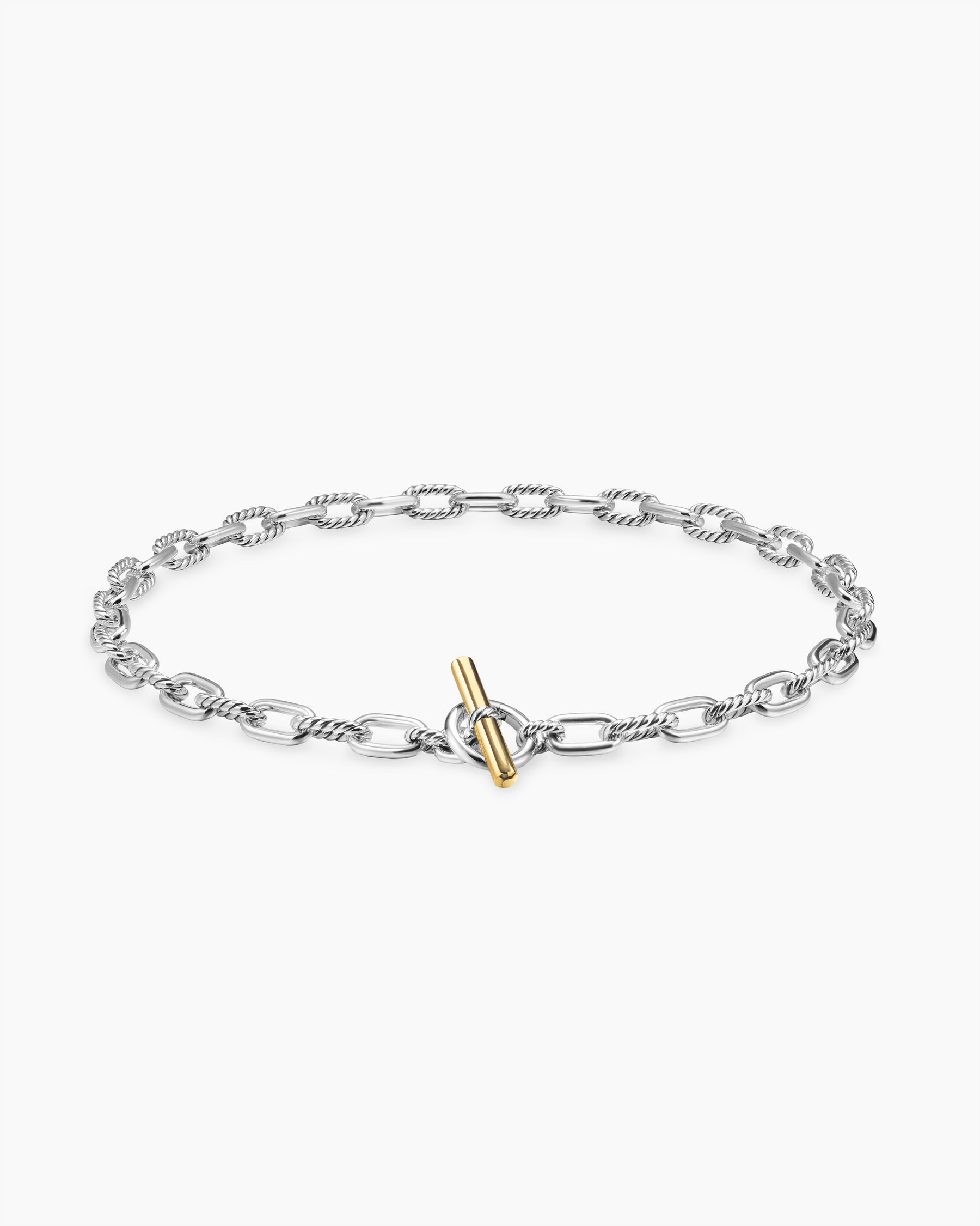 DY Madison Toggle Chain Necklace in Sterling Silver with 18K Yellow Gold, 8.5mm - Image 3