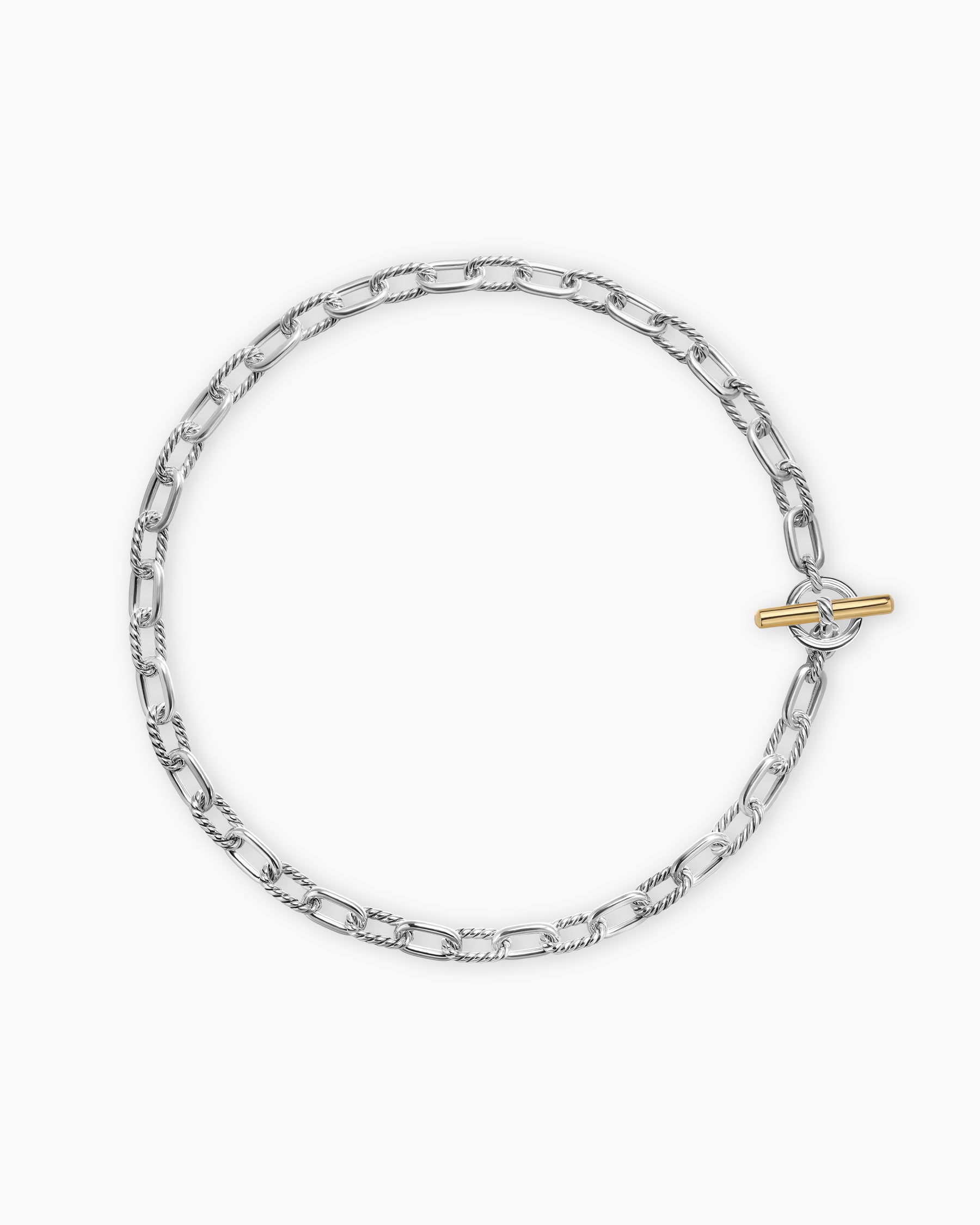 DY Madison Toggle Chain Necklace in Sterling Silver with 18K Yellow Gold, 8.5mm