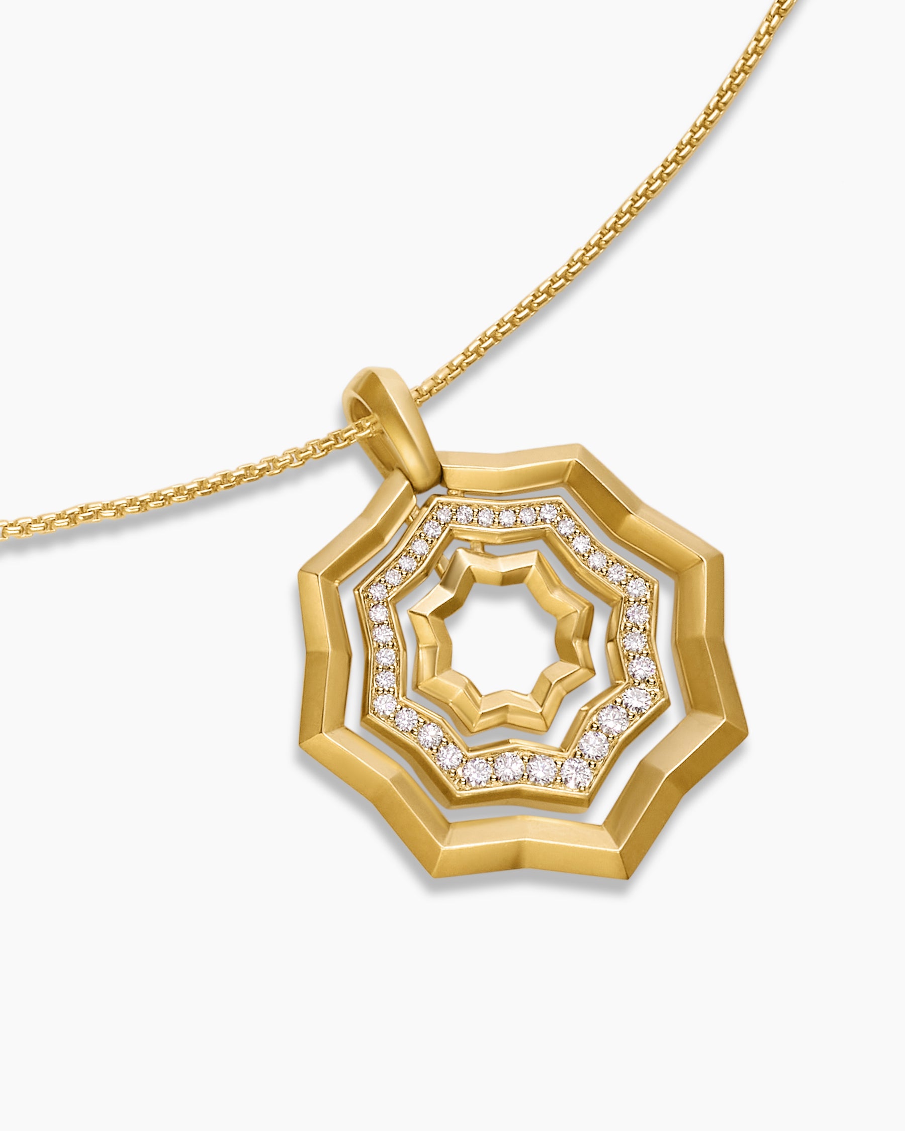 Zig Zag Stax Pendant Necklace in 18K Yellow Gold with Diamonds, 28mm - Image 3