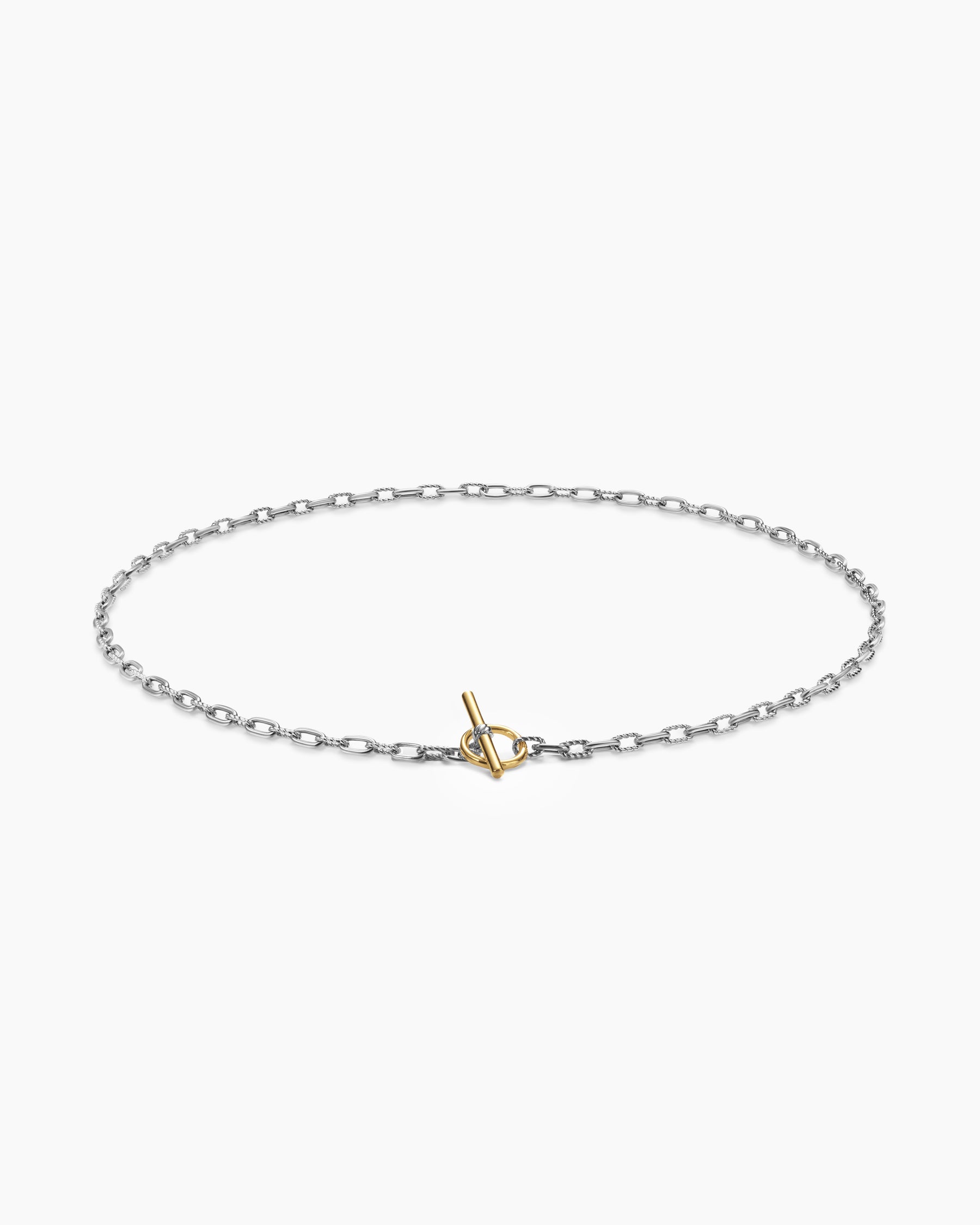 DY Madison Toggle Chain Necklace in Sterling Silver with 18K Yellow Gold, 3mm - Image 3