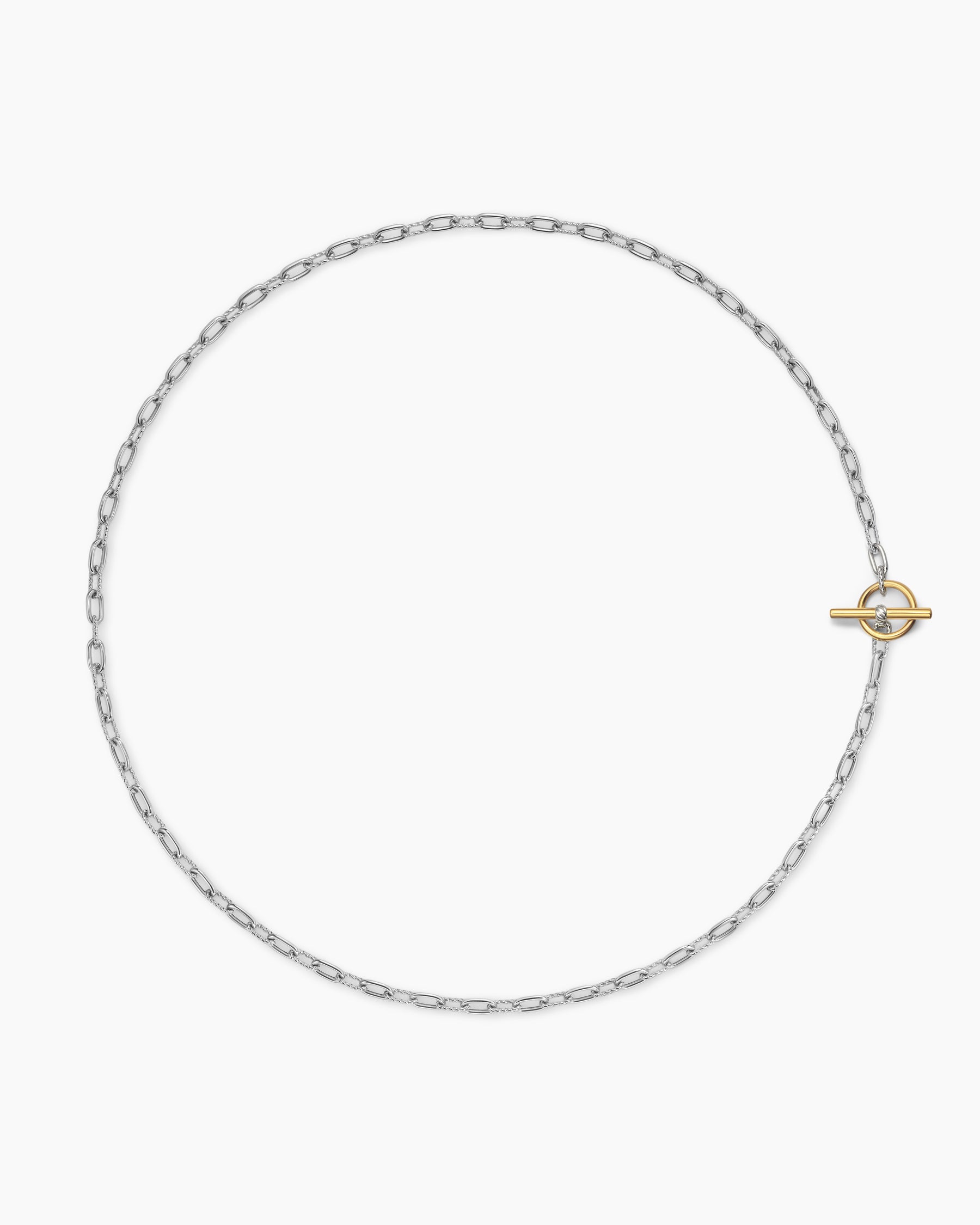 DY Madison Toggle Chain Necklace in Sterling Silver with 18K Yellow Gold, 3mm