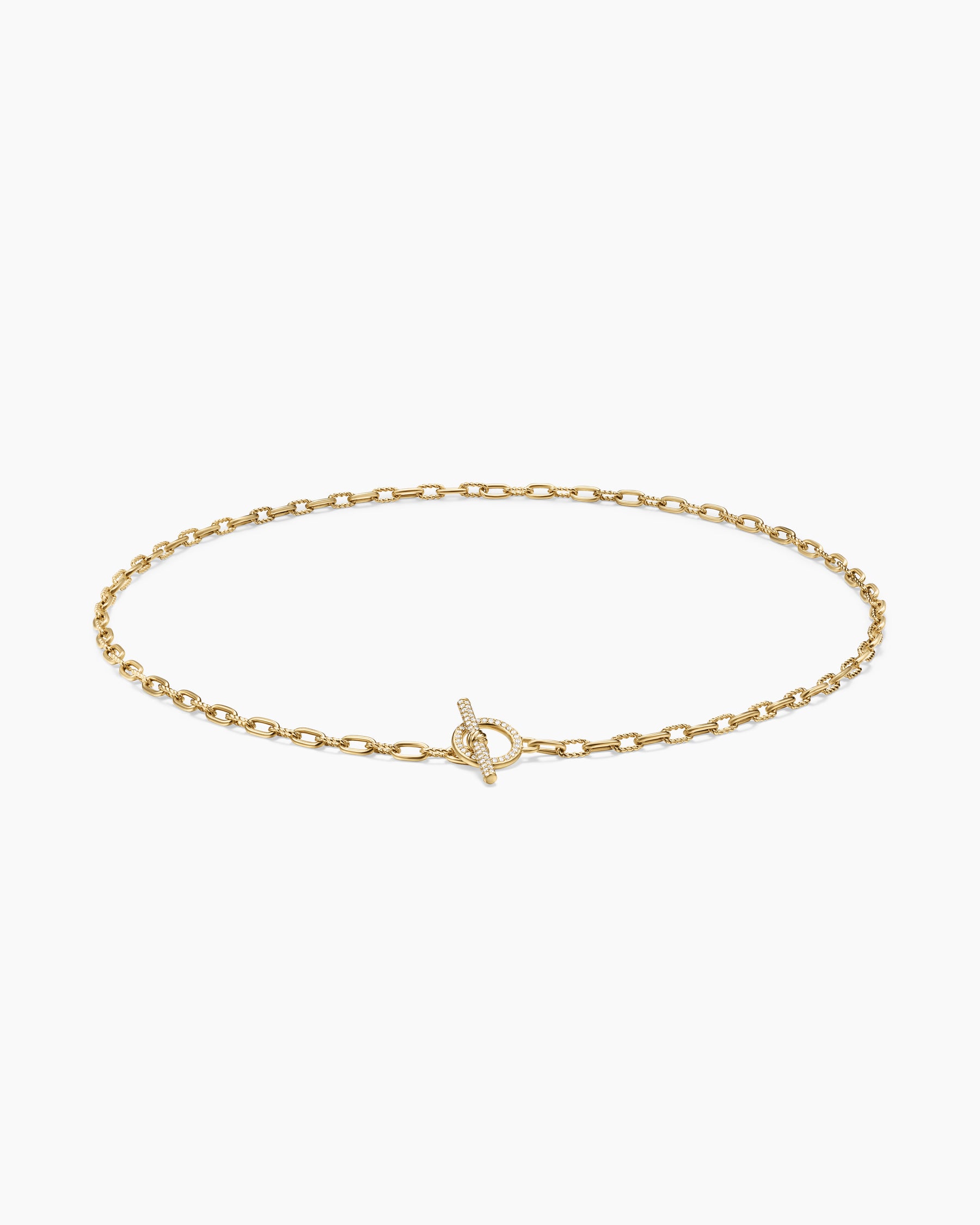 DY Madison Pavé Diamond Toggle Chain Necklace in 18K Yellow Gold, 3mm - Image 3
