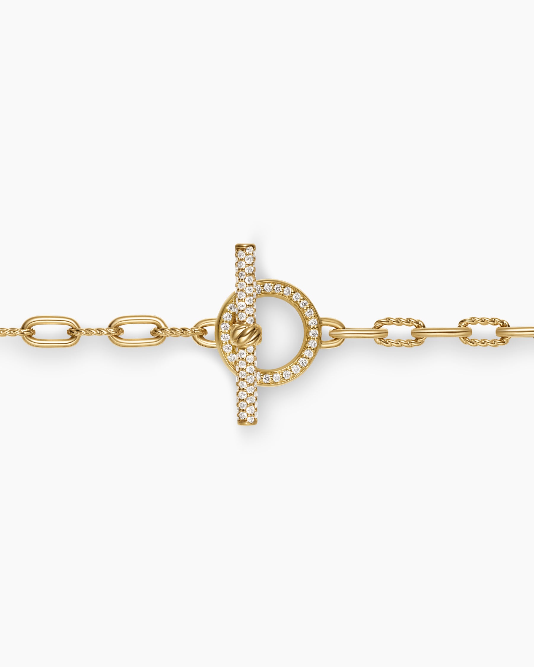 DY Madison Pavé Diamond Toggle Chain Necklace in 18K Yellow Gold, 3mm - Image 5
