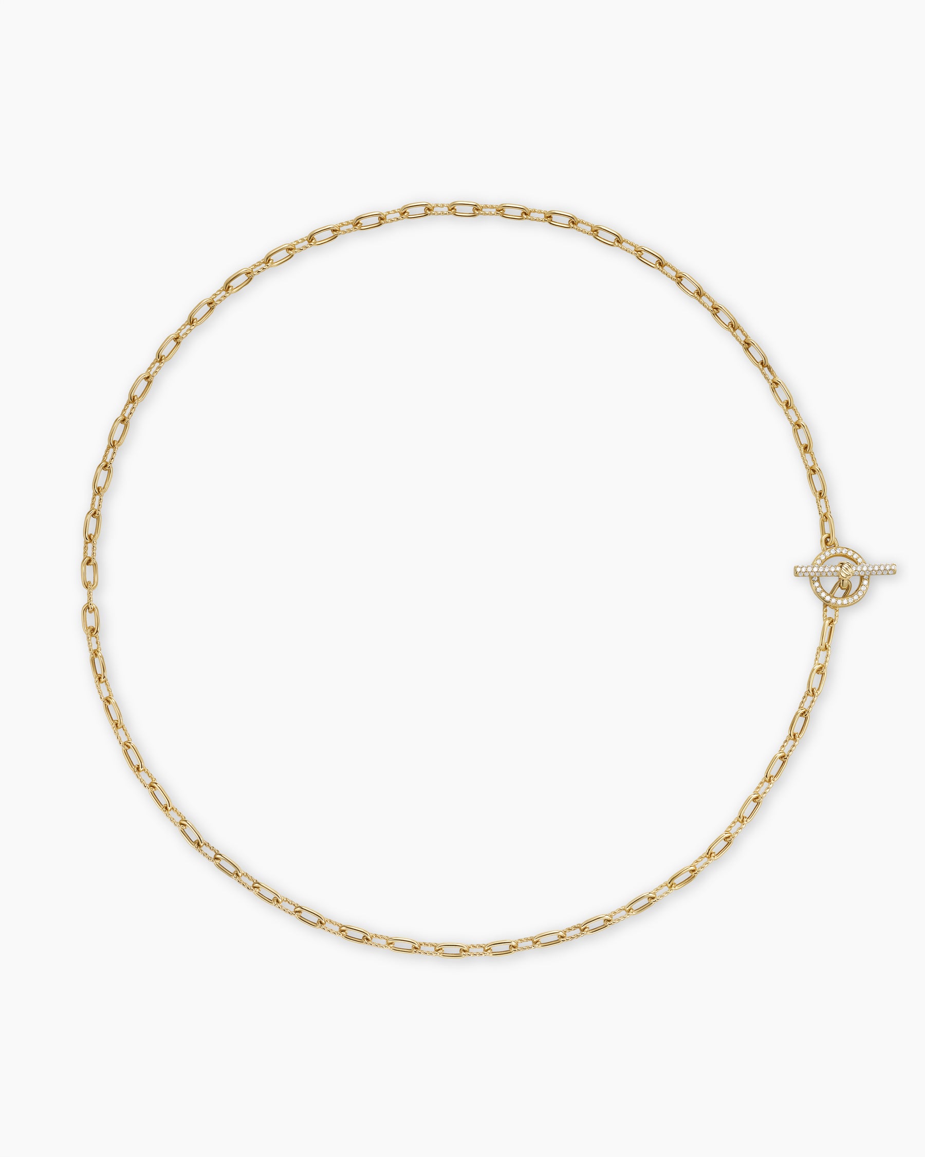 DY Madison Pavé Diamond Toggle Chain Necklace in 18K Yellow Gold, 3mm