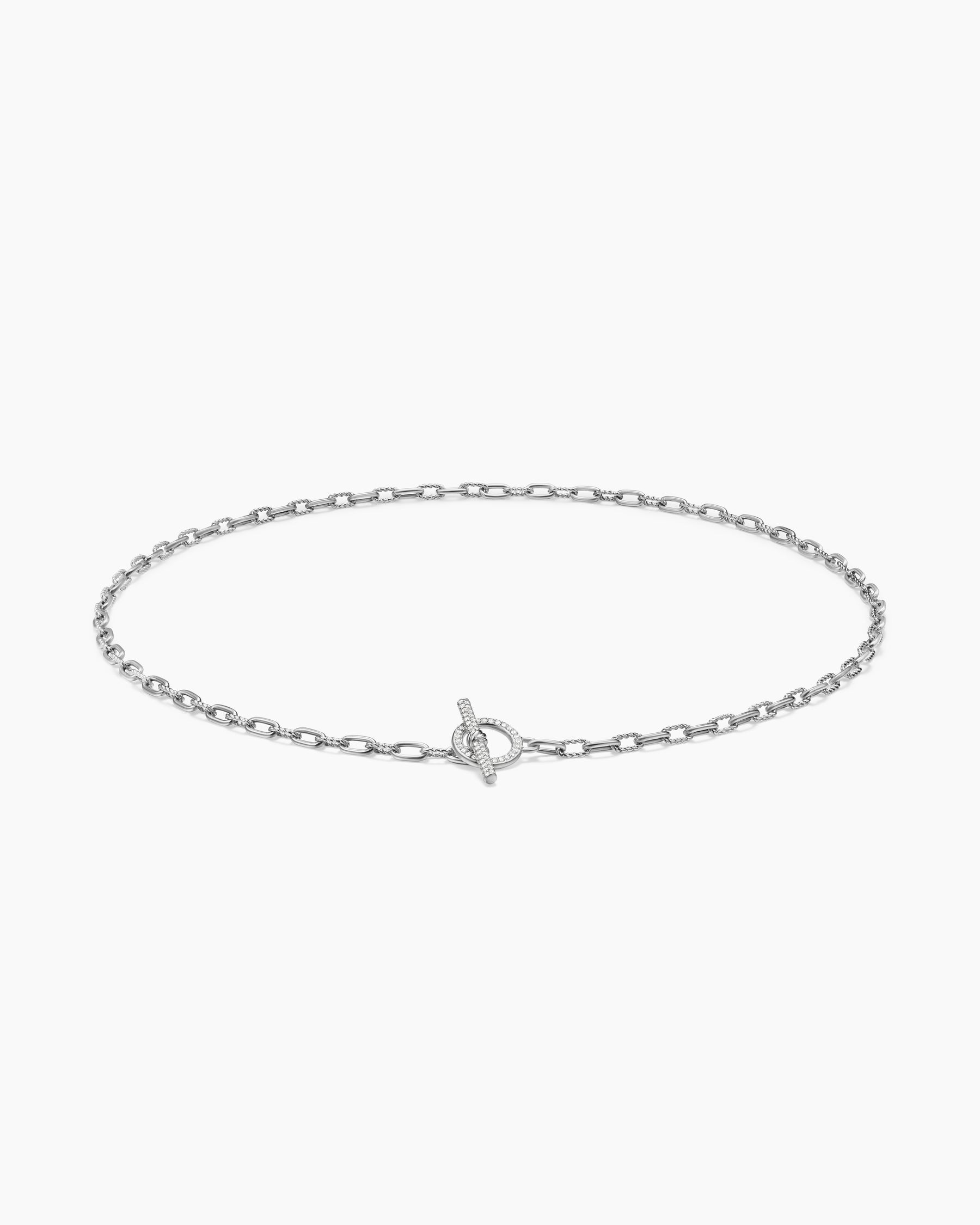 DY Madison Pavé Diamond Toggle Chain Necklace in Sterling Silver, 3mm - Image 3