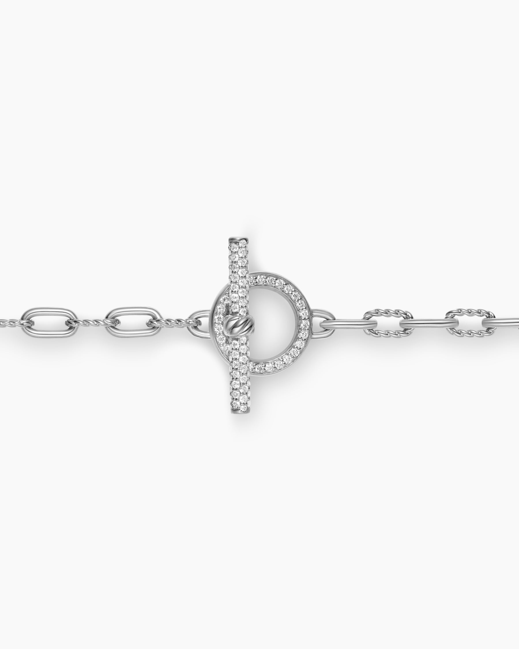 DY Madison Pavé Diamond Toggle Chain Necklace in Sterling Silver, 3mm - Image 5