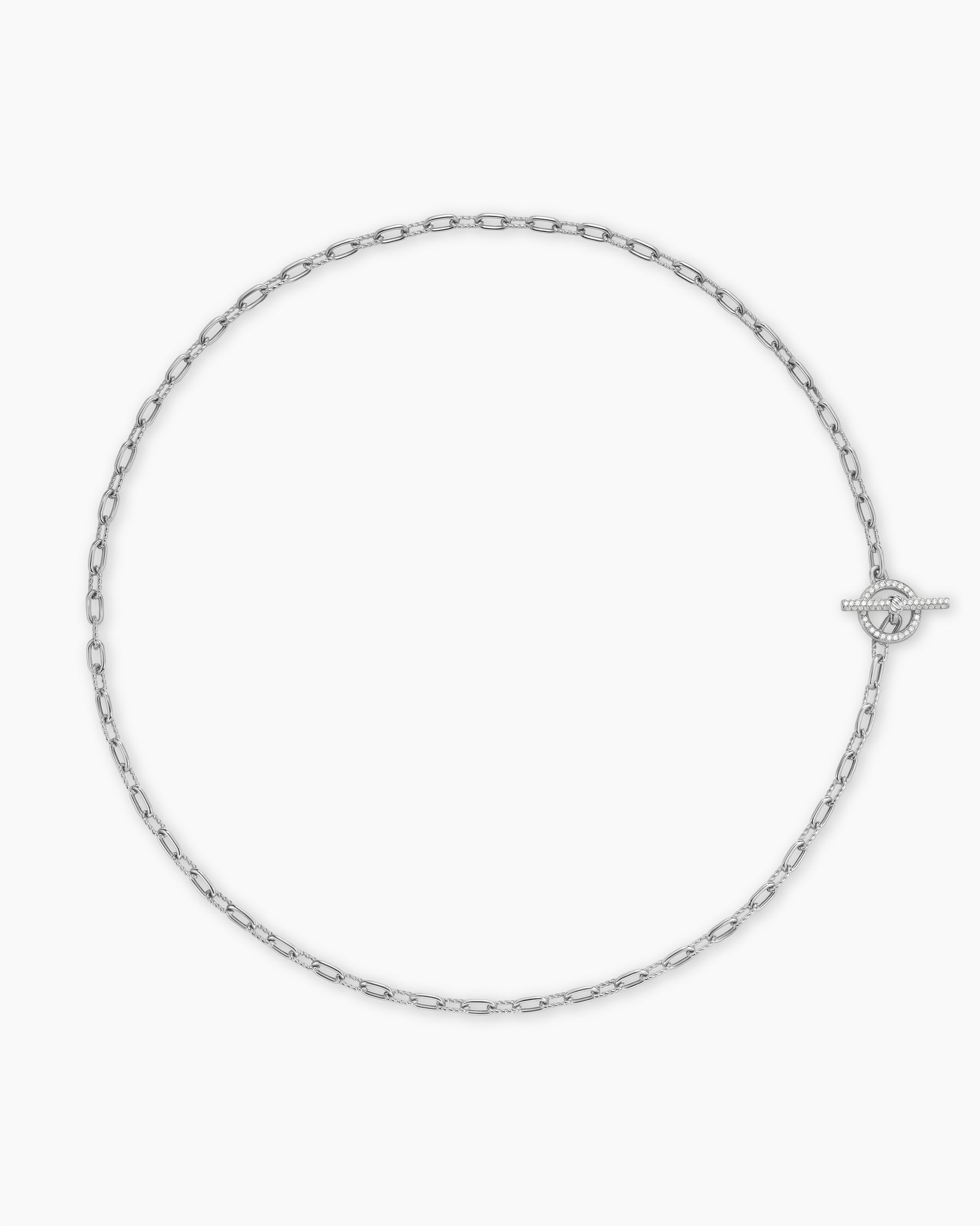 DY Madison Pavé Diamond Toggle Chain Necklace in Sterling Silver, 3mm