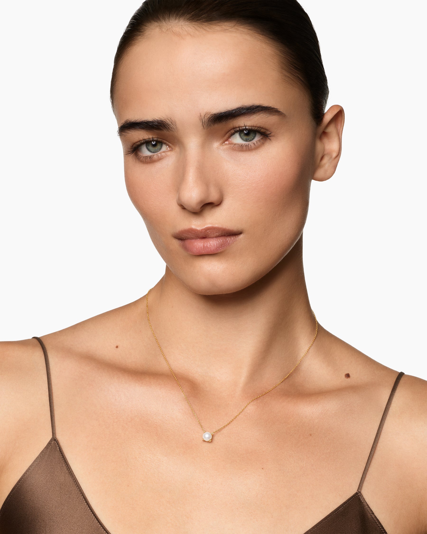 Alternative view of Pearl Classics Necklace in 18K Yellow Gold with Diamonds, 6.5mm