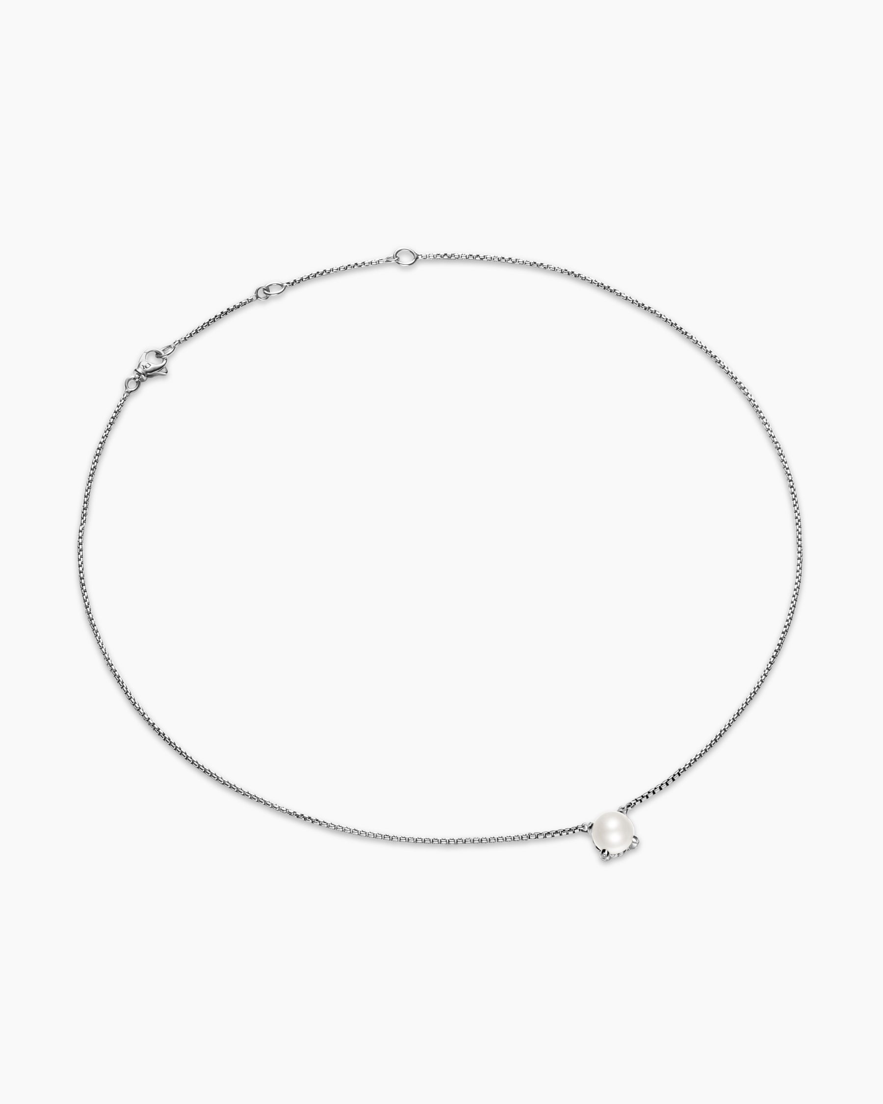 Pearl Classics Necklace in Sterling Silver with Diamonds, 6.5mm - Image 3