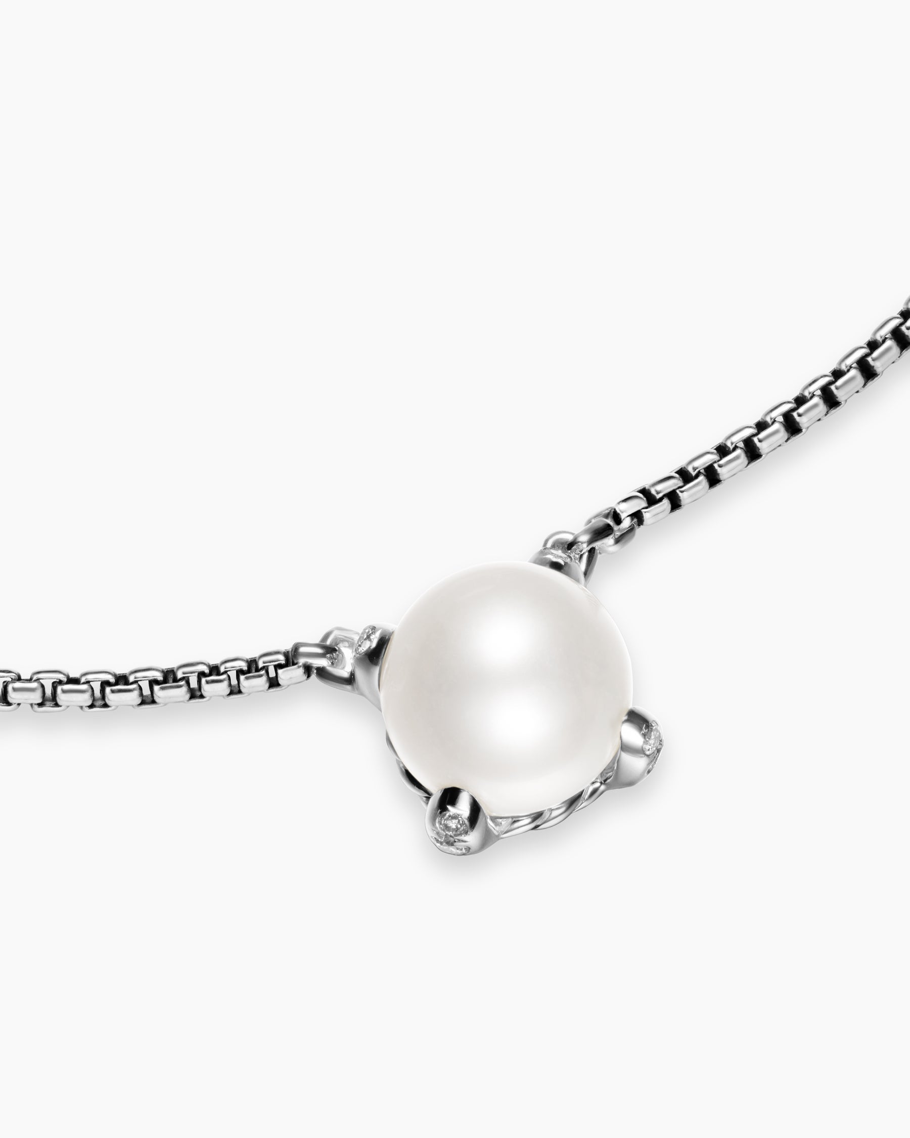 Pearl Classics Necklace in Sterling Silver with Diamonds, 6.5mm - Image 5