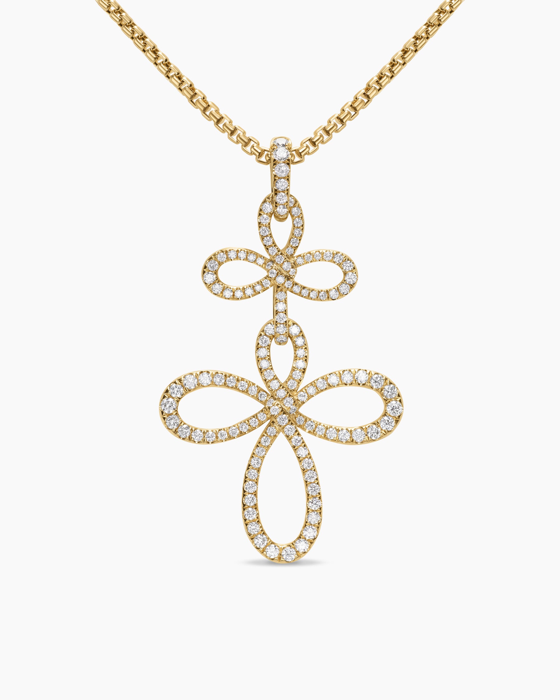 Wisteria Pendant Necklace in 18K Yellow Gold with Diamonds, 38.2mm