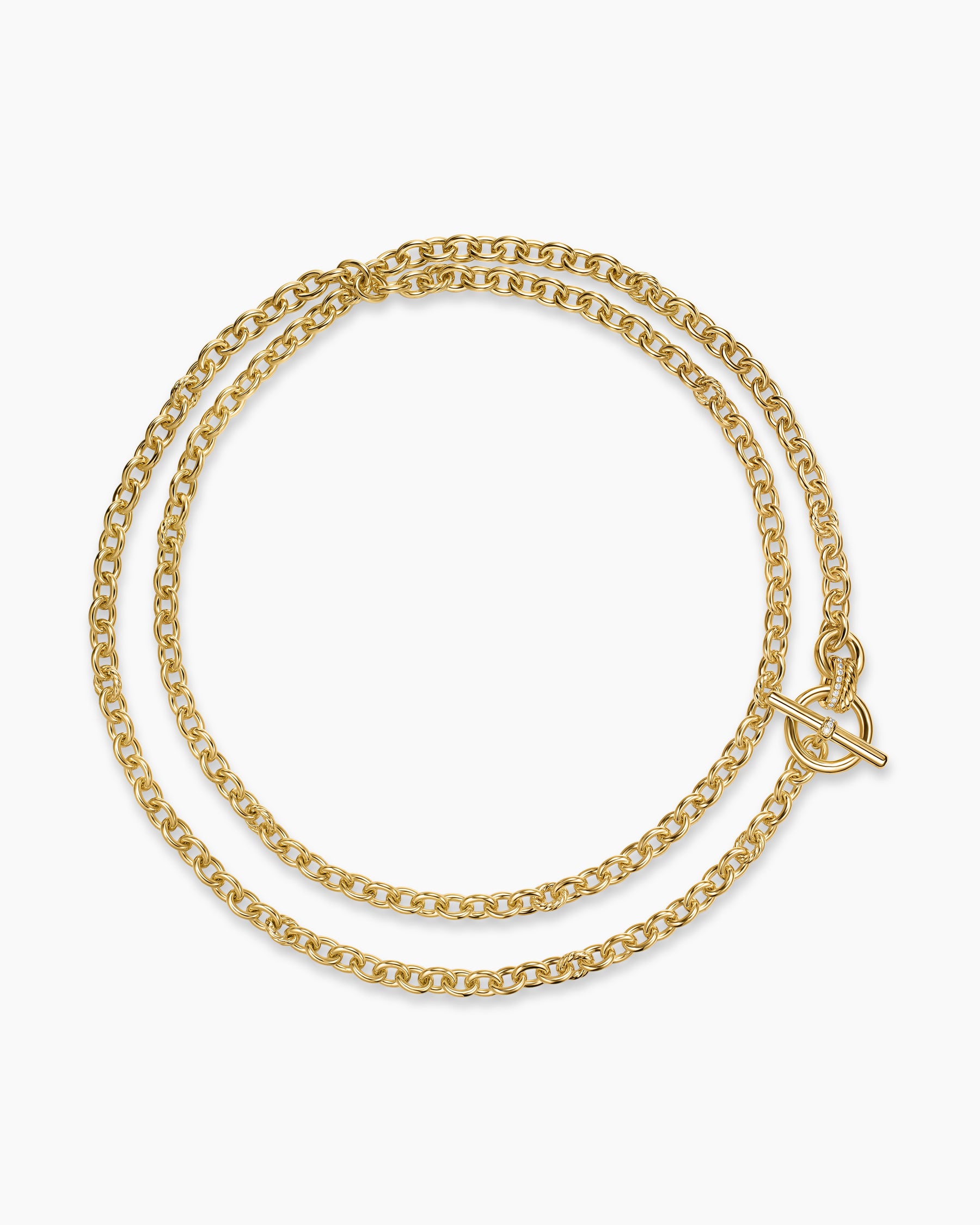 Alternative view of DY Mercer Double Row Toggle Chain Necklace in 18K Yellow Gold with Diamonds, 8mm