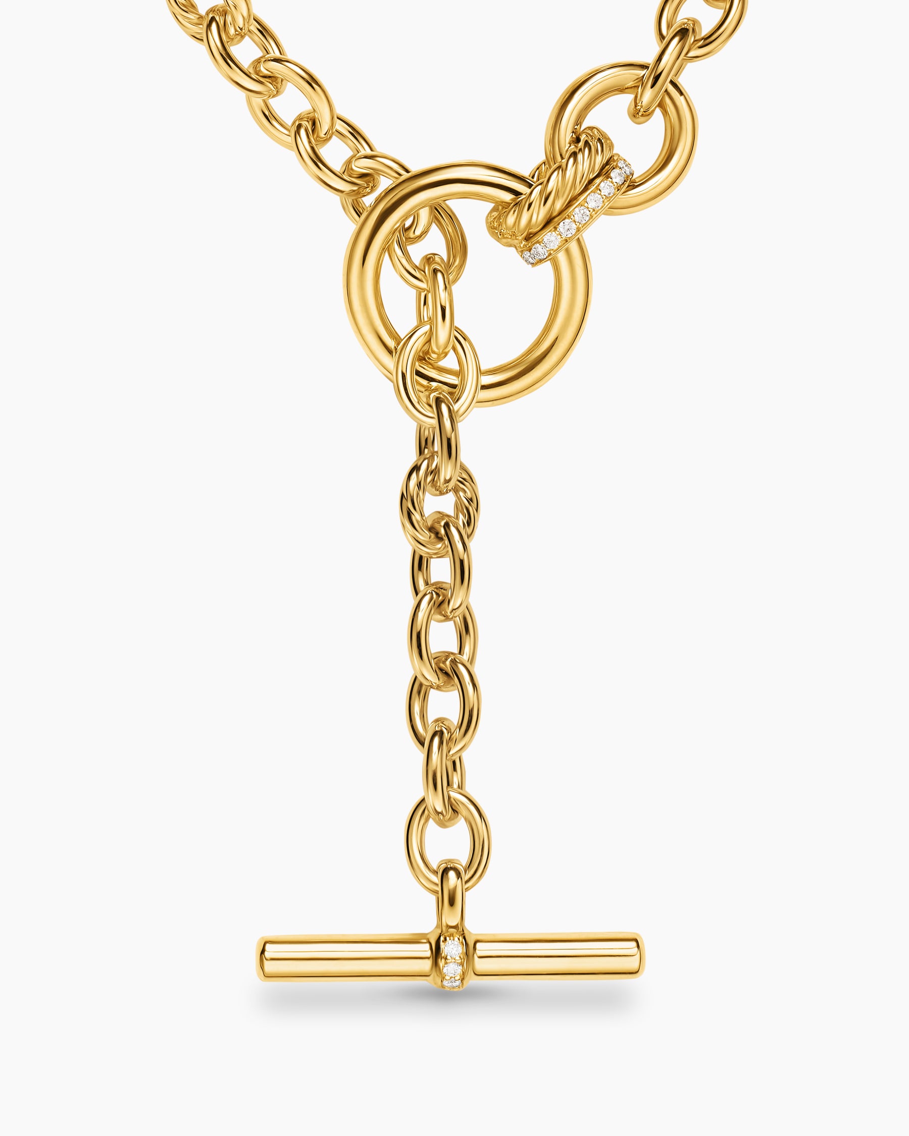 DY Mercer Double Row Toggle Chain Necklace in 18K Yellow Gold with Diamonds, 8mm - Image 4