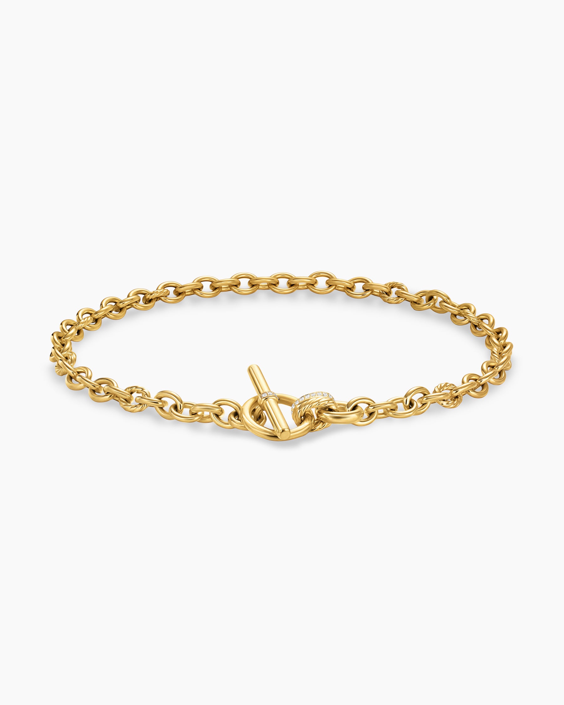 DY Mercer Toggle Chain Necklace in 18K Yellow Gold with Diamonds, 8mm - Image 3