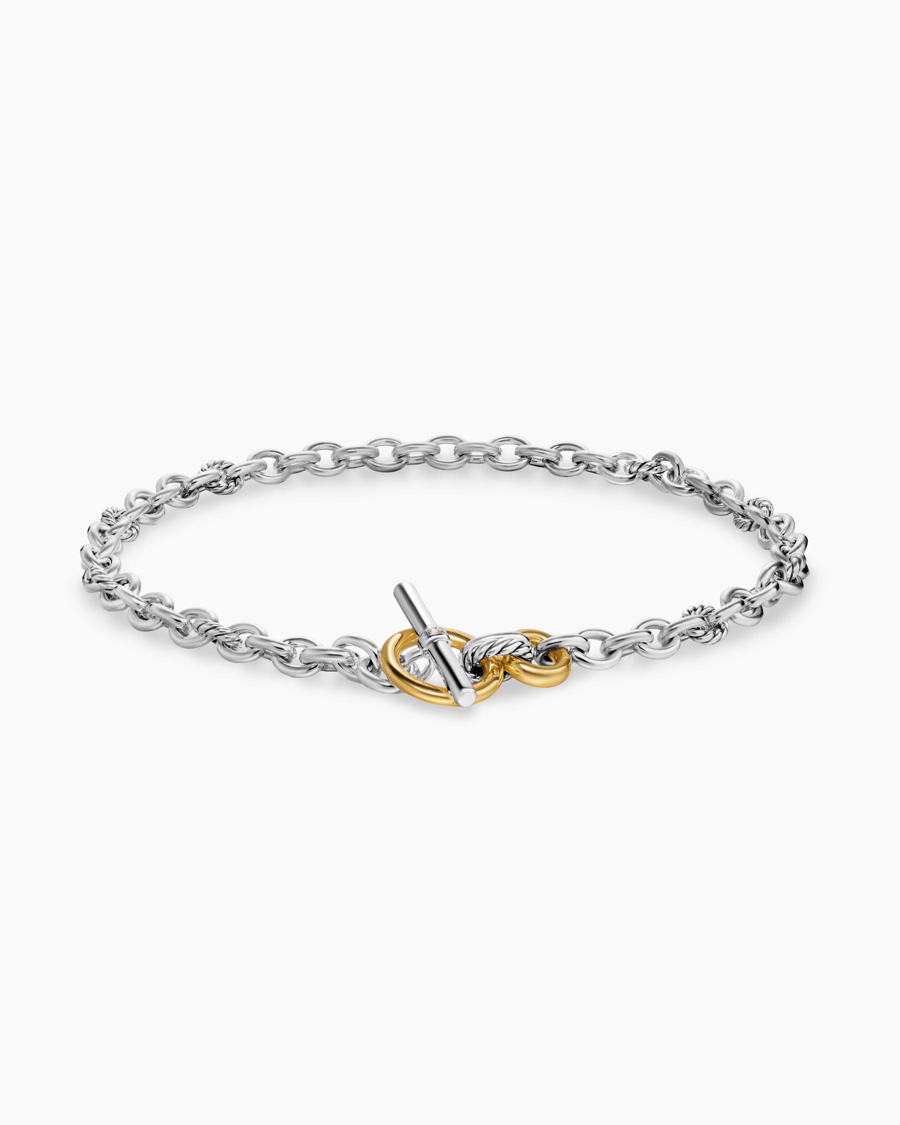 DY Mercer Toggle Chain Necklace in Sterling Silver with 18K Yellow Gold and Diamonds, 8mm - Image 3