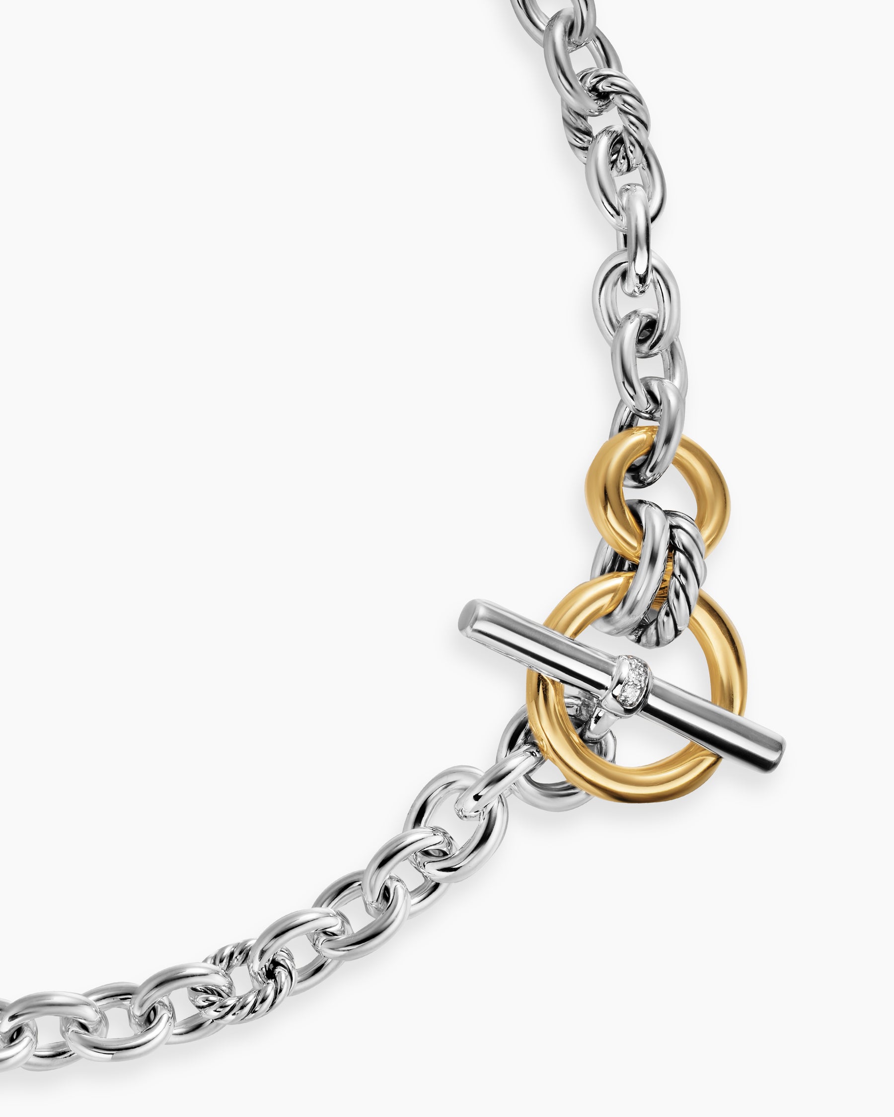 DY Mercer Toggle Chain Necklace in Sterling Silver with 18K Yellow Gold and Diamonds, 8mm - Image 4