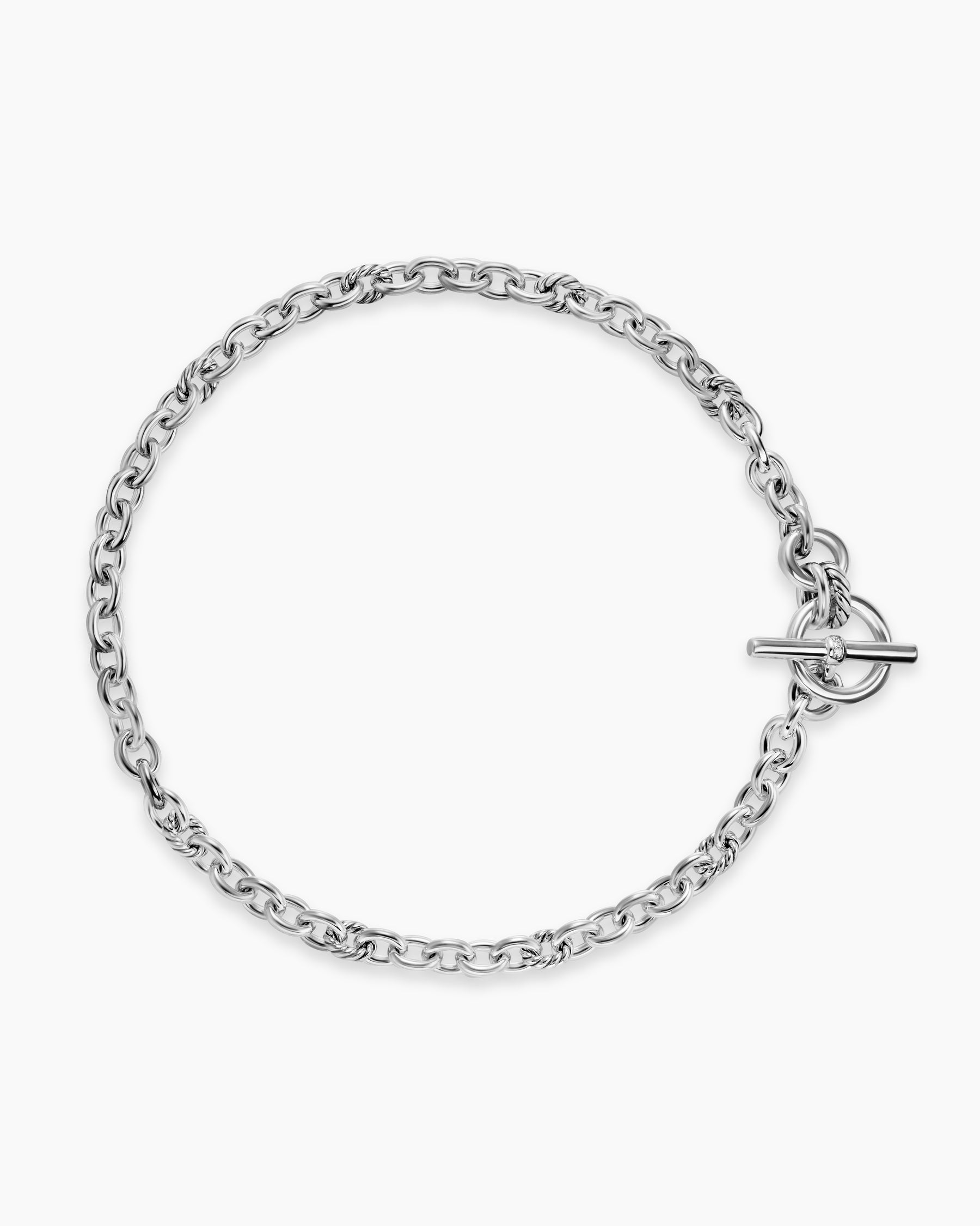 DY Mercer Toggle Chain Necklace in Sterling Silver with Diamonds, 8mm