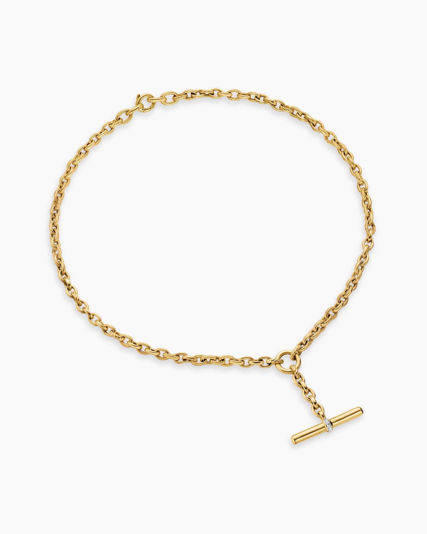 DY Mercer Petite Toggle Chain Necklace in 18K Yellow Gold with Diamonds, 4.5mm - Image 3