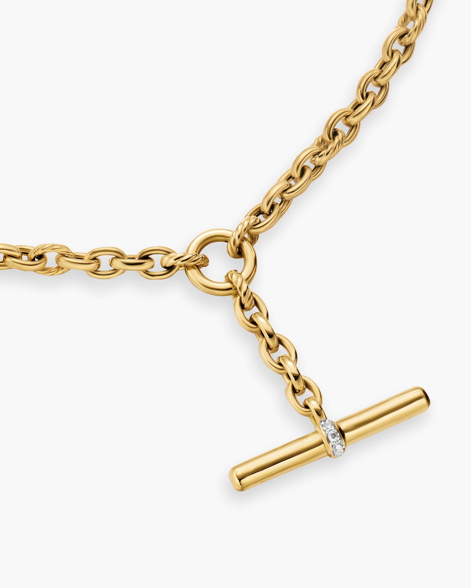 DY Mercer Petite Toggle Chain Necklace in 18K Yellow Gold with Diamonds, 4.5mm - Image 5