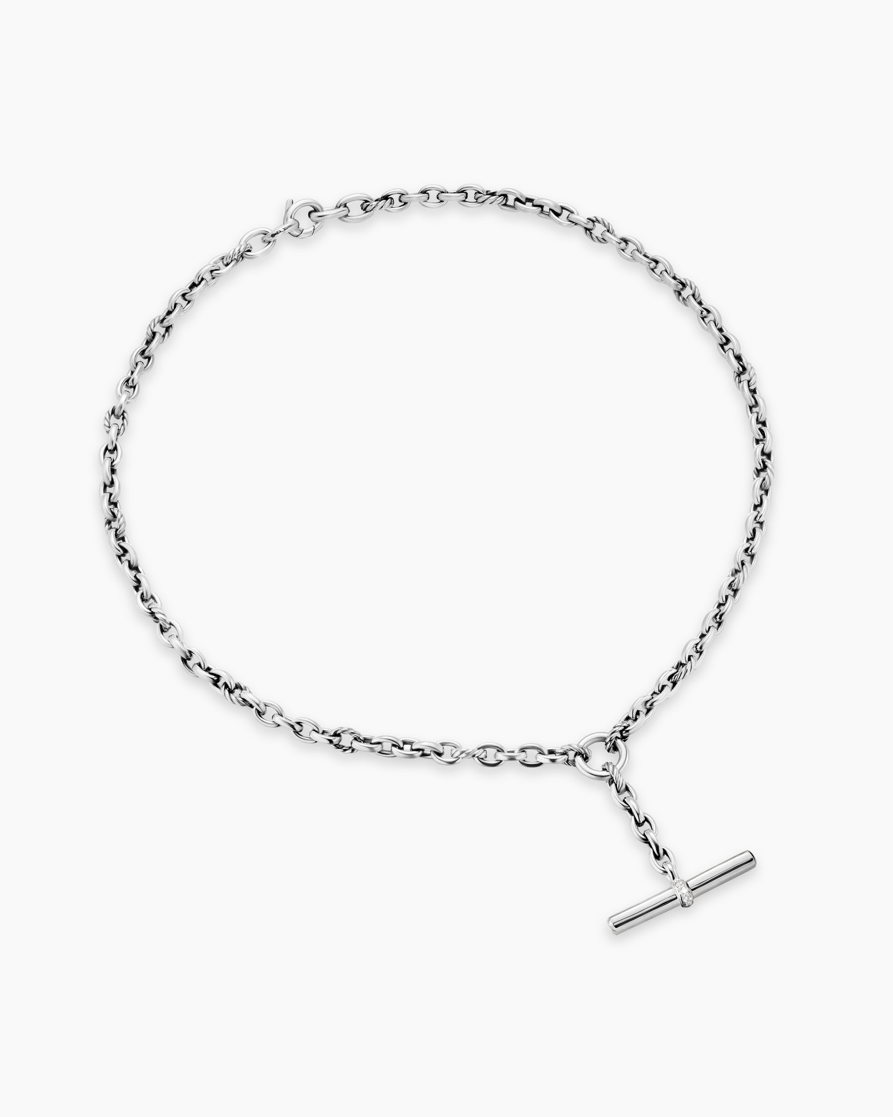 DY Mercer Petite Toggle Chain Necklace in Sterling Silver with Diamonds, 4.5mm - Image 3